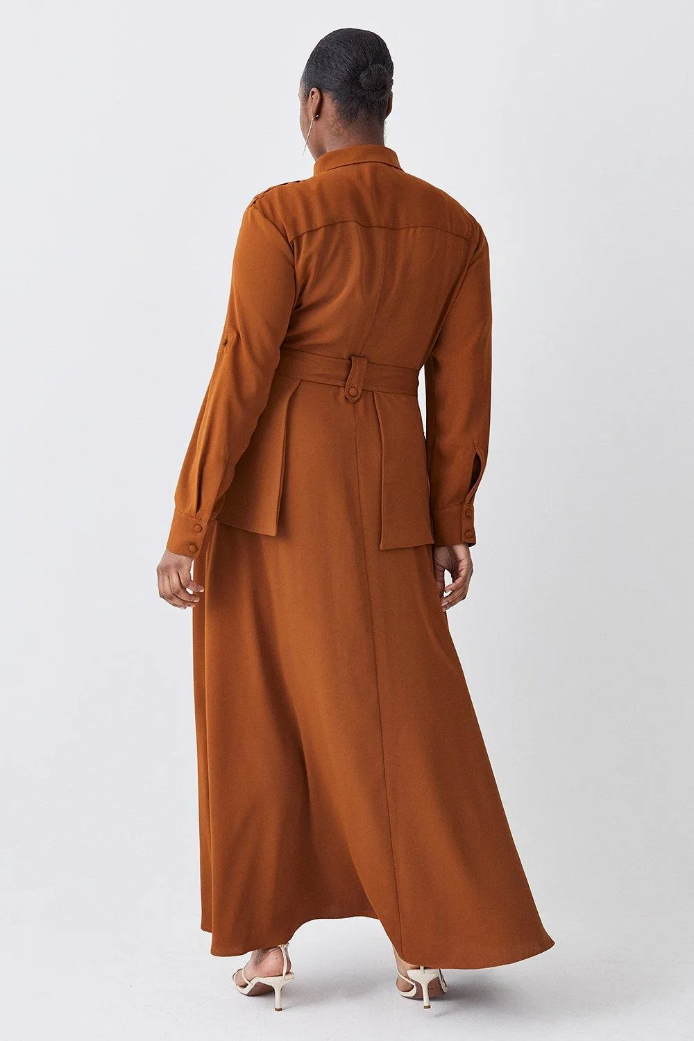 Lydia Millen Plus Size Soft Tailored Belted Maxi Shirt Dress BKK10467