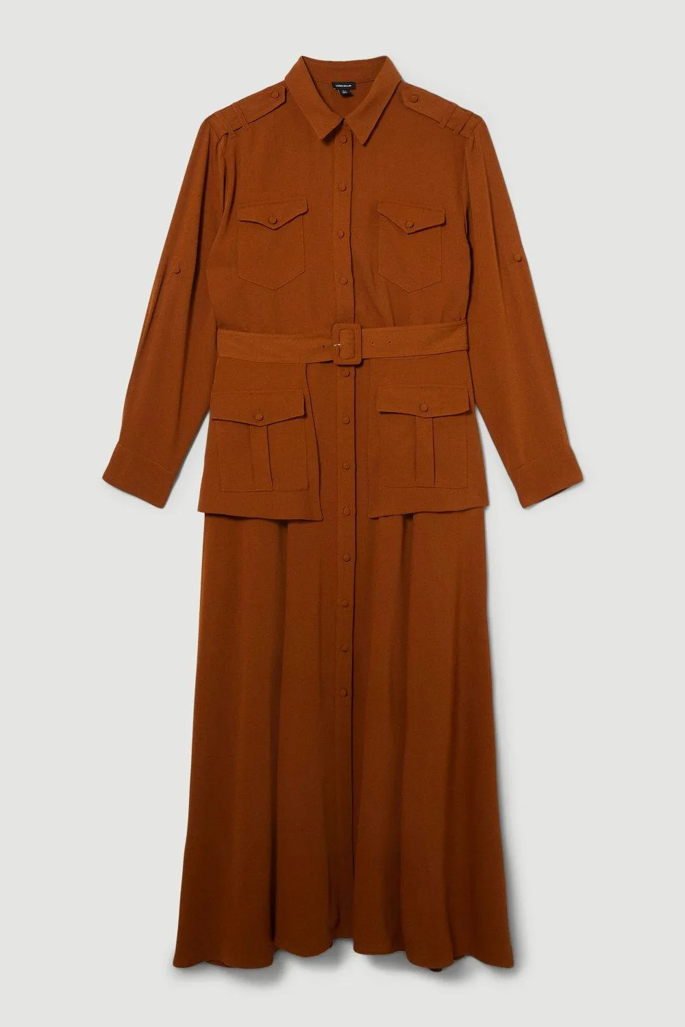 Lydia Millen Plus Size Soft Tailored Belted Maxi Shirt Dress BKK10467