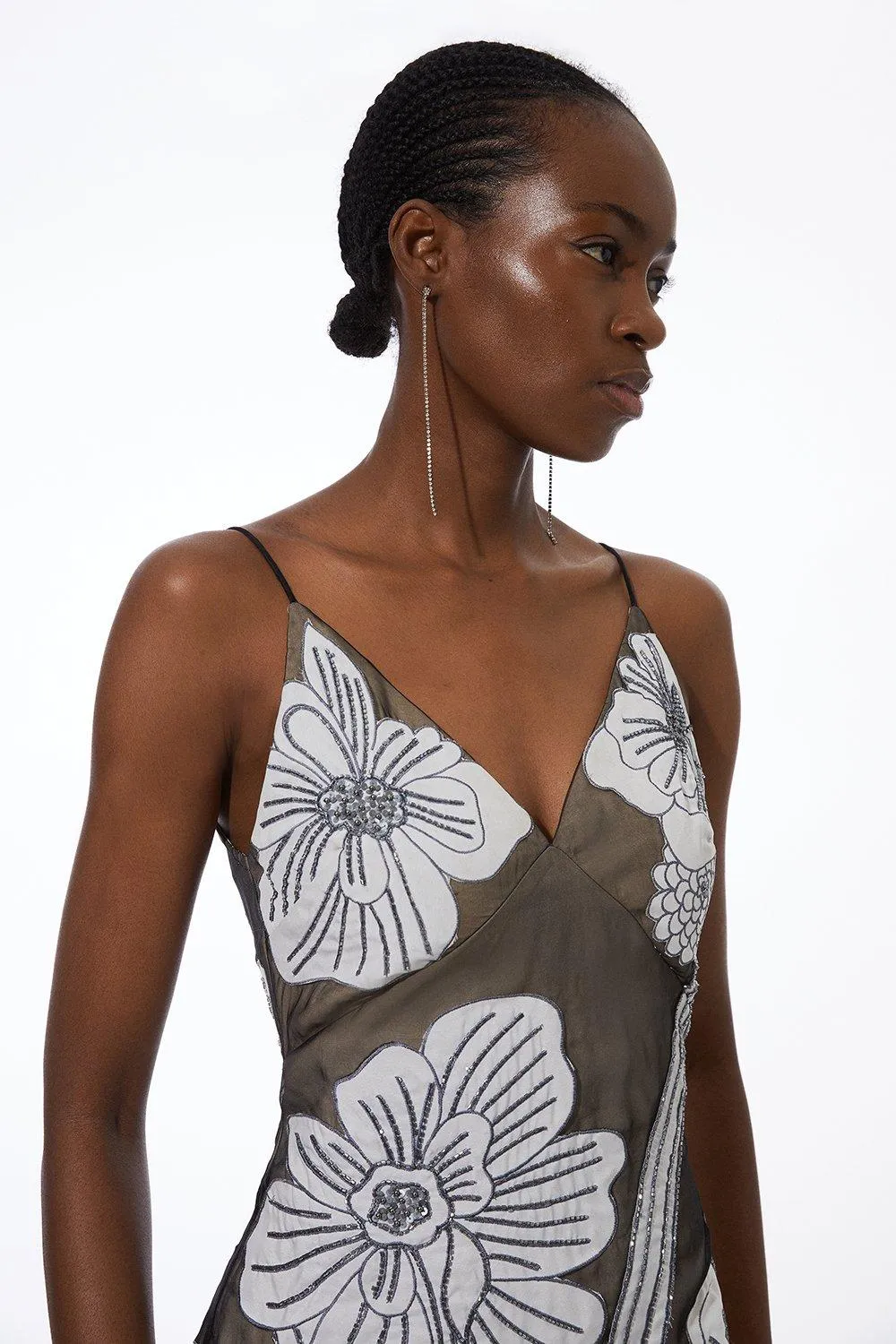 Tall Applique Organdie Woven Midi Dress BKK15912