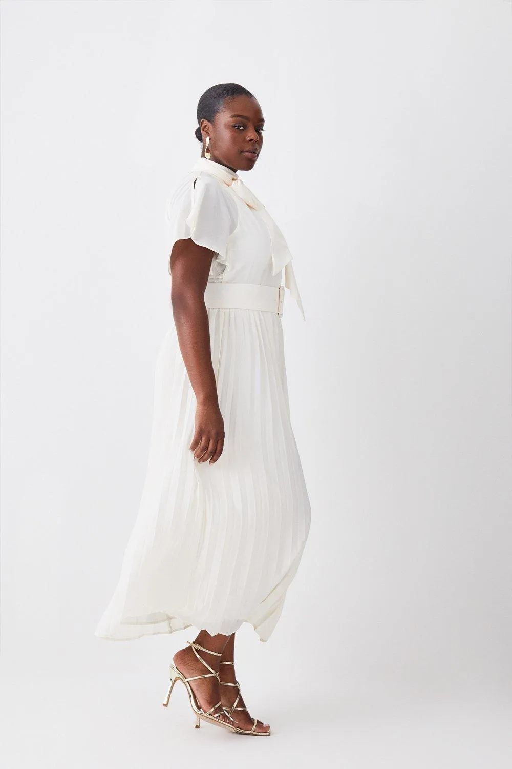 Plus Size Georgette Tie Neck Woven Midi Dress BKK12043 3 Plus Size Georgette Tie Neck Woven Midi Dress BKK12043