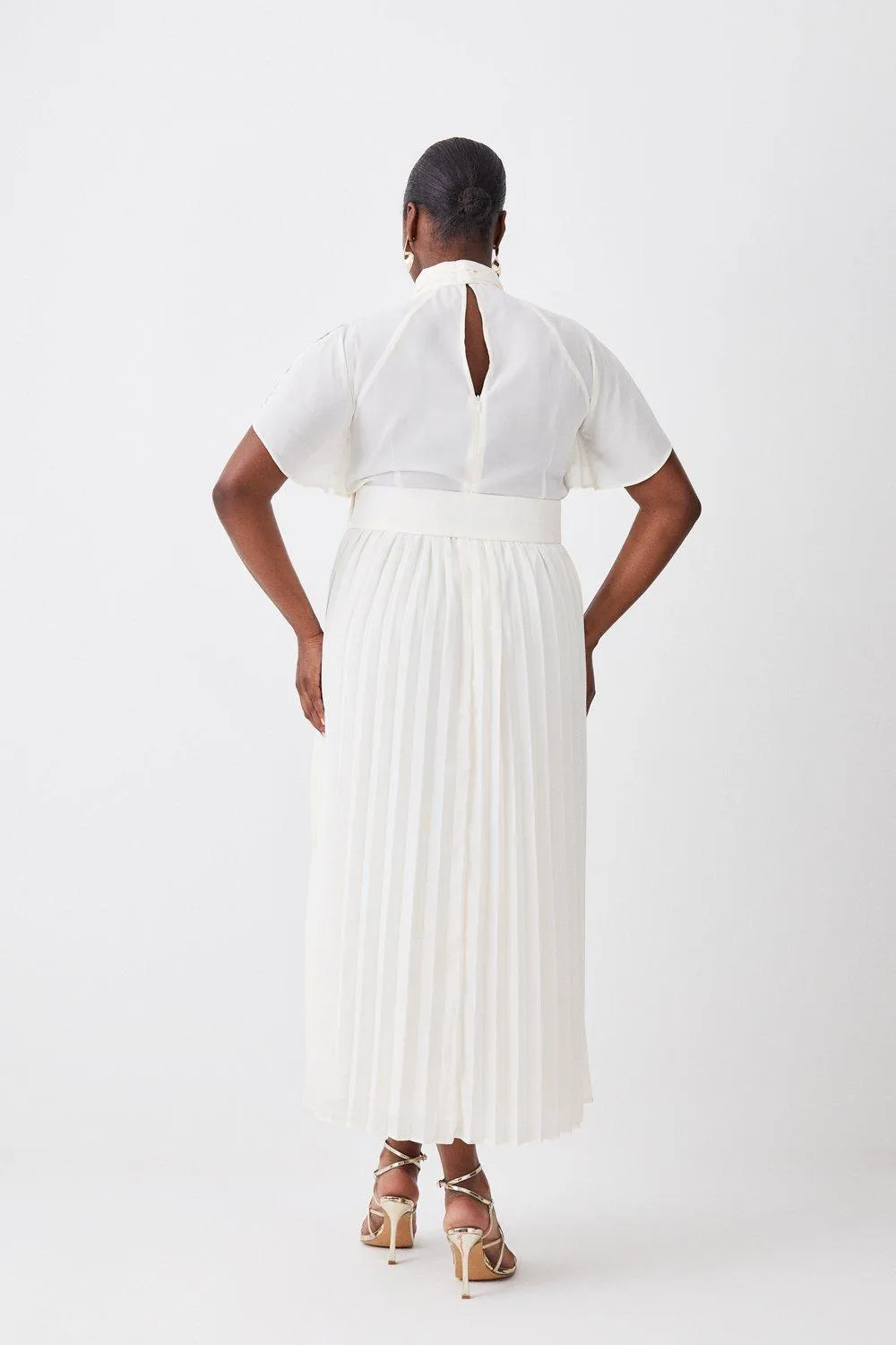 Plus Size Georgette Tie Neck Woven Midi Dress BKK12043 5 Plus Size Georgette Tie Neck Woven Midi Dress BKK12043