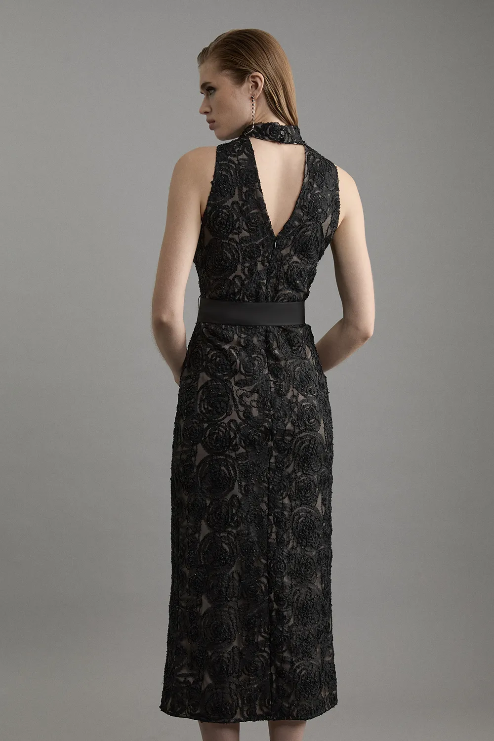 Petite Beaded Textured Lace Halter Woven Maxi Dress BKK21679 5 Petite Beaded Textured Lace Halter Woven Maxi Dress BKK21679