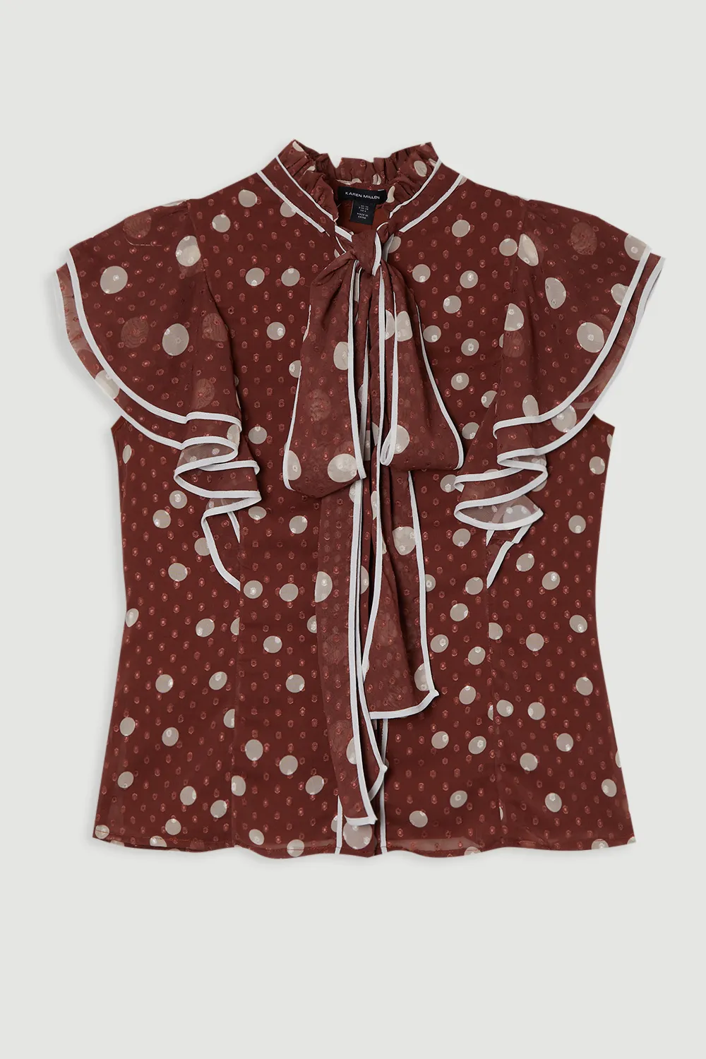 Mixed Dot Ruffle Georgette Blouse BKK12523