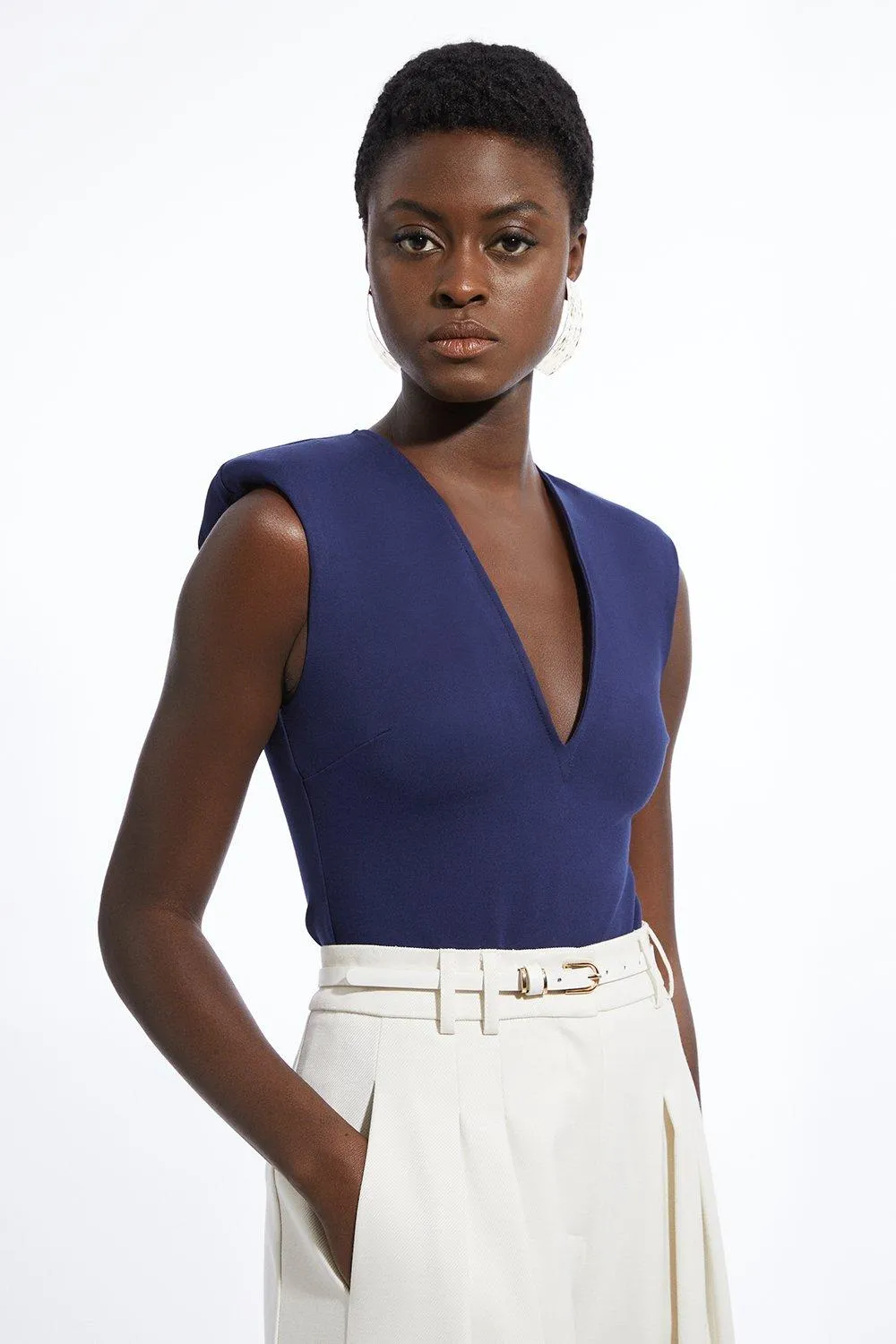 Ponte Plunge Jersey Bodysuit BKK13020