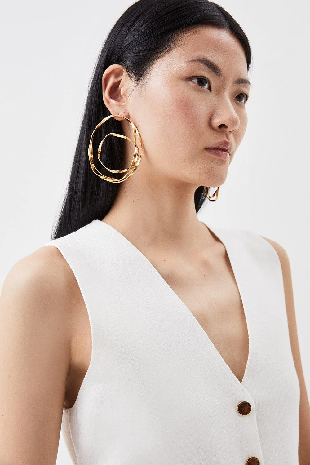 Compact Knit Wool Look V-Neck Tank Top BKK13077