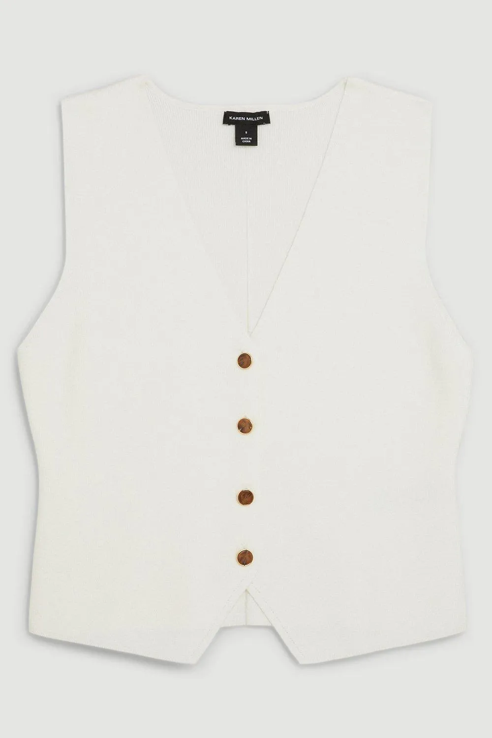 Compact Knit Wool Look V-Neck Tank Top BKK13077