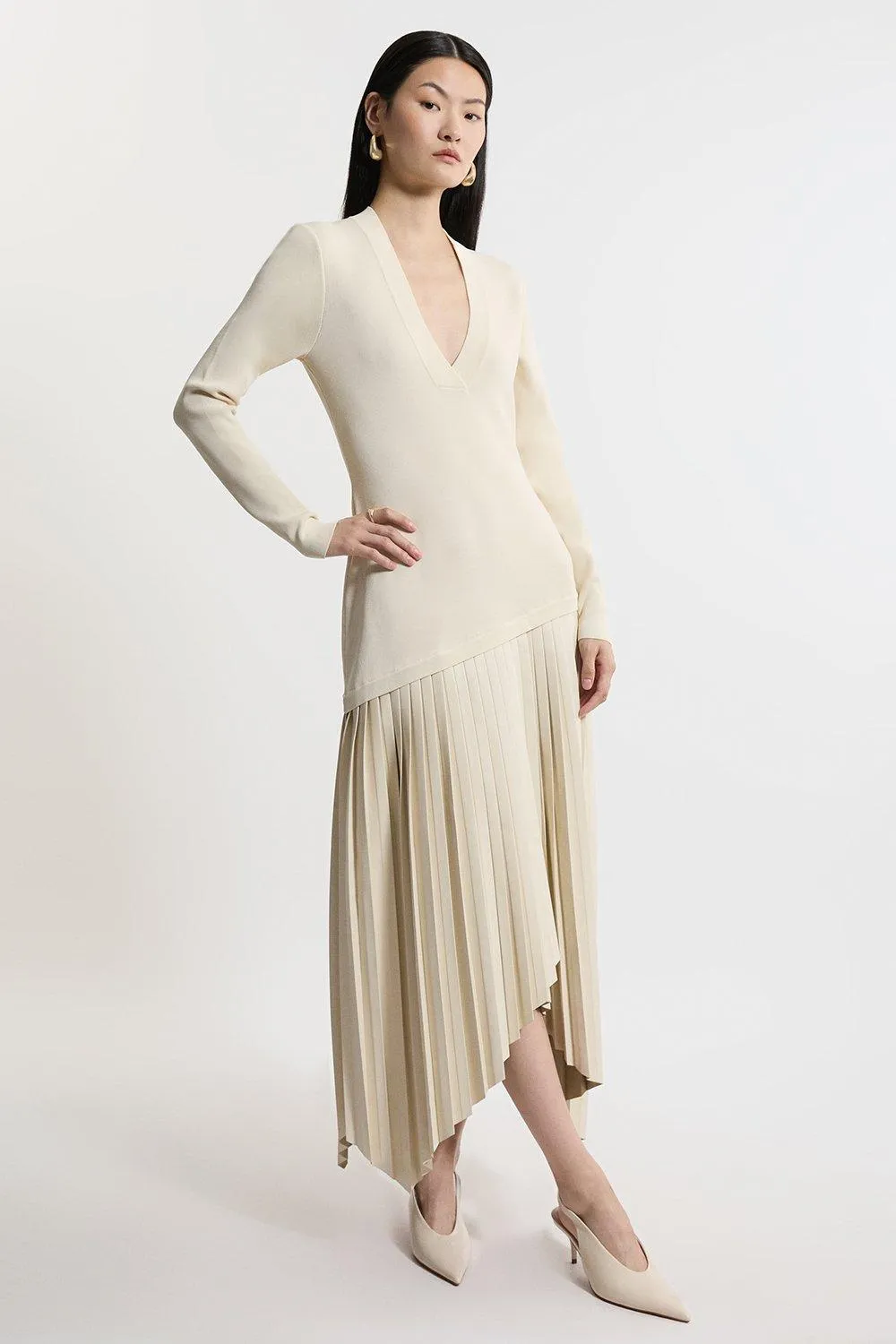 Pu Knit Belted Midi Dress BKK13162