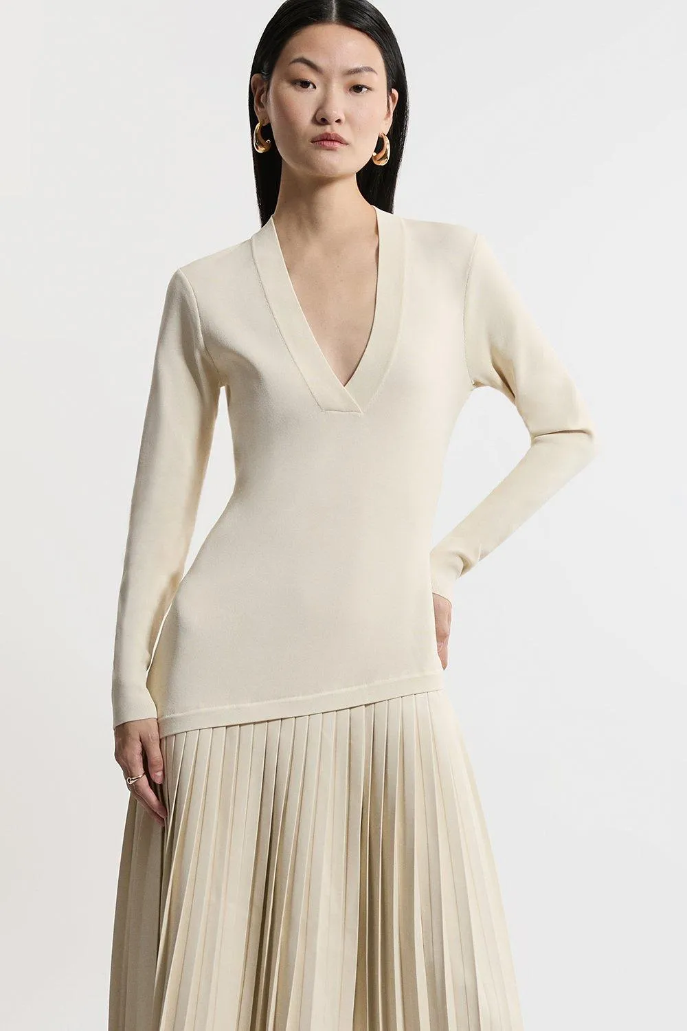 Pu Knit Belted Midi Dress BKK13162