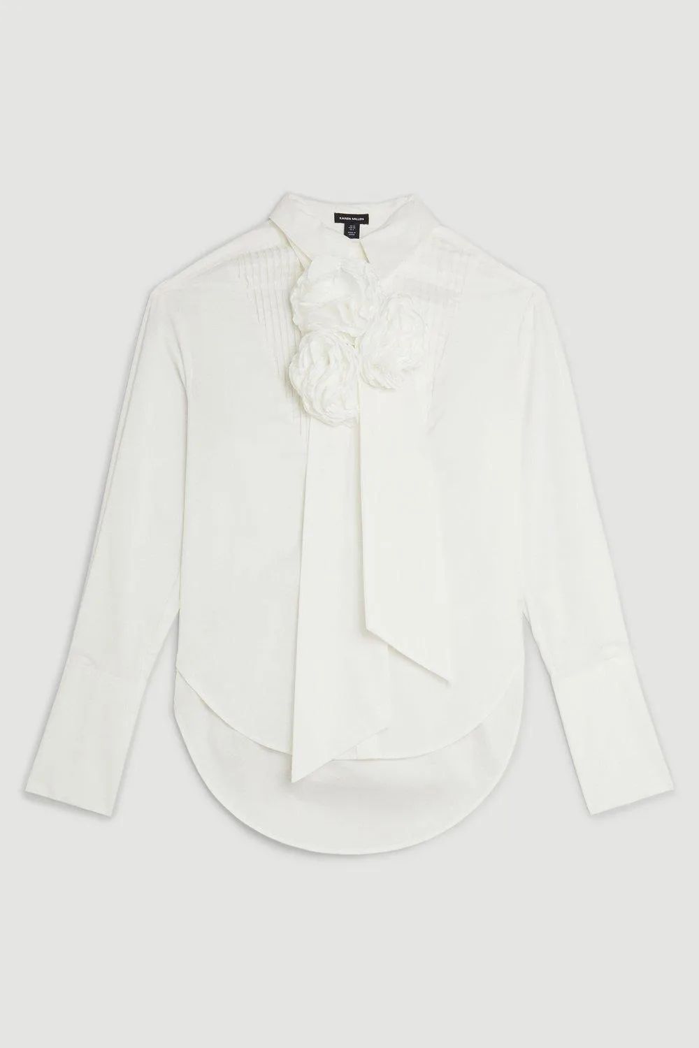 Striped Cotton Woven Shirt With Rosette BKK13278