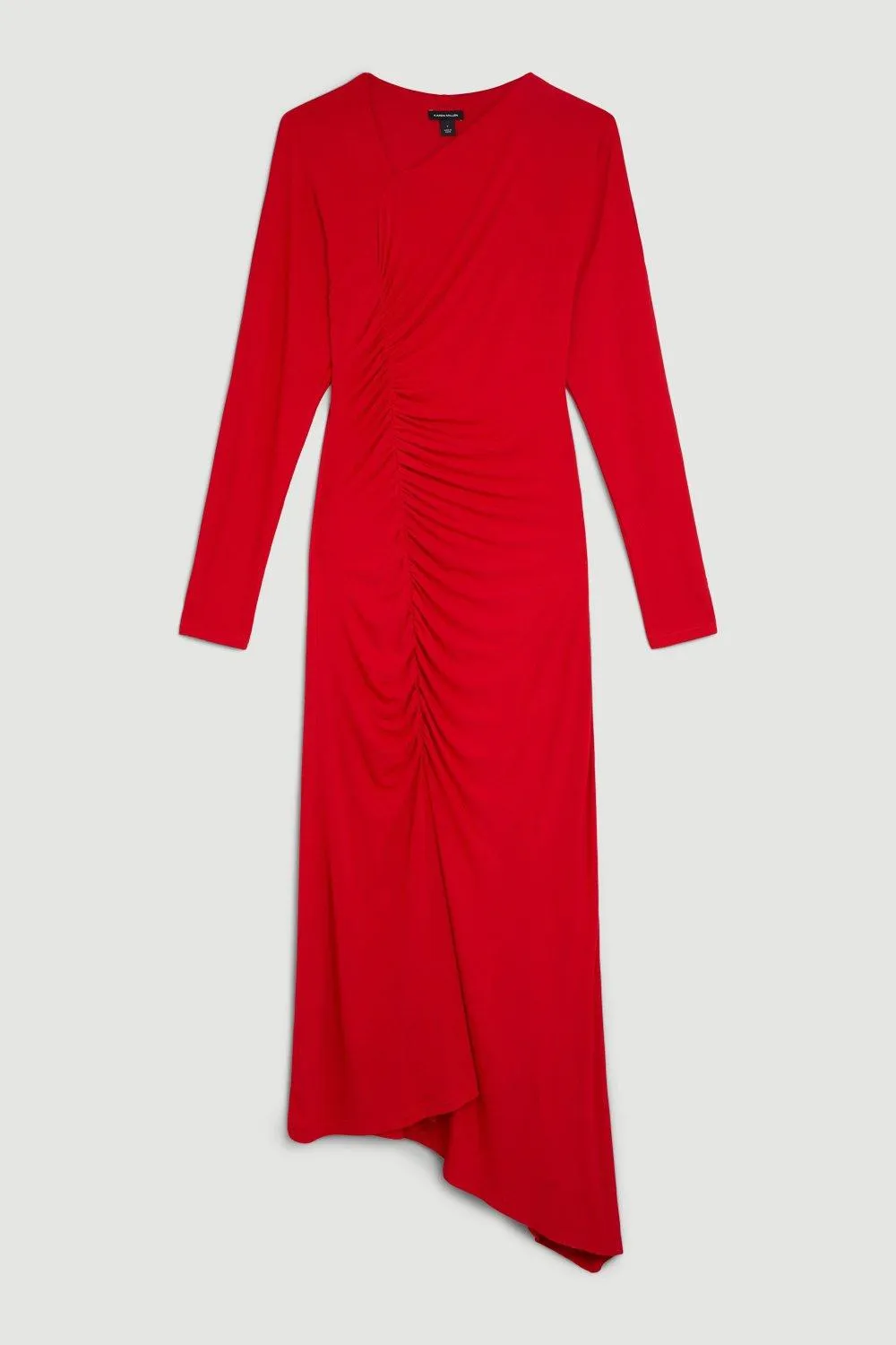 Jersey Crepe Ruched Long Sleeve Midi Dress BKK13454
