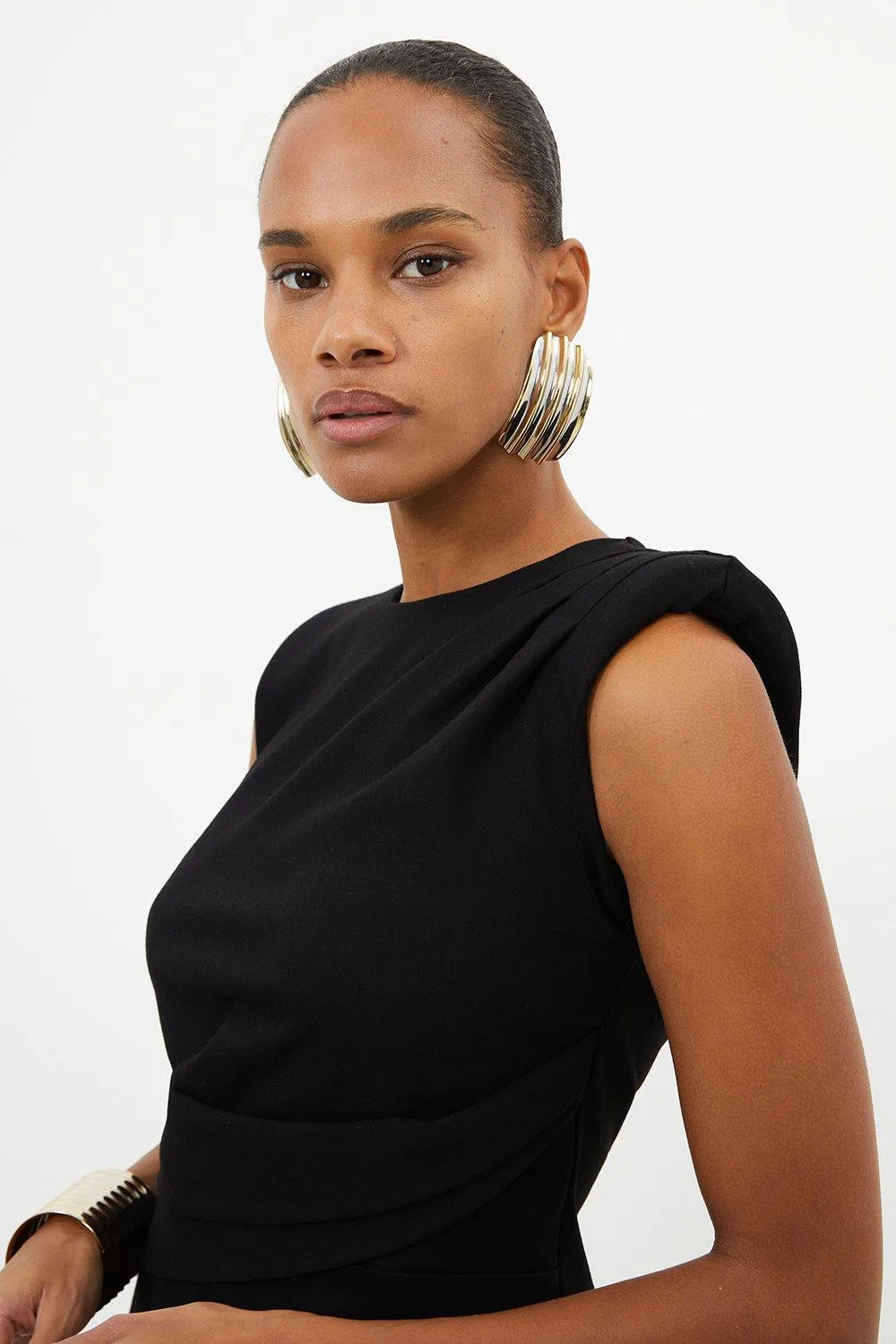 Ponte Ruched Round Neck Top BKK13552