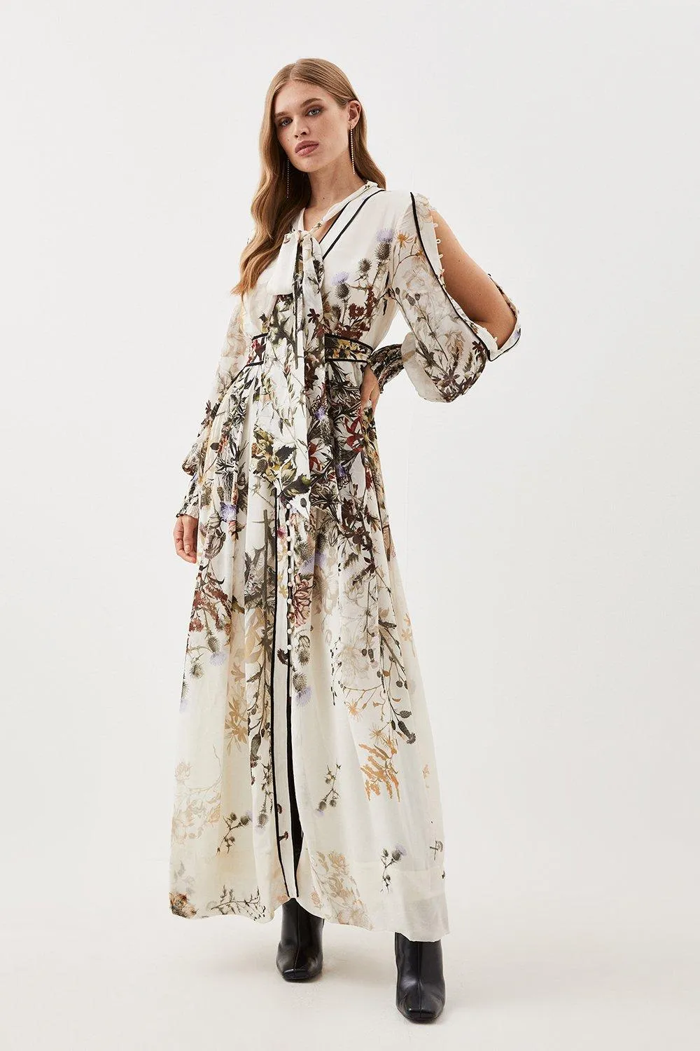 Lydia Millen Petite Viscose Floral Border Print Maxi Dress BKK13581