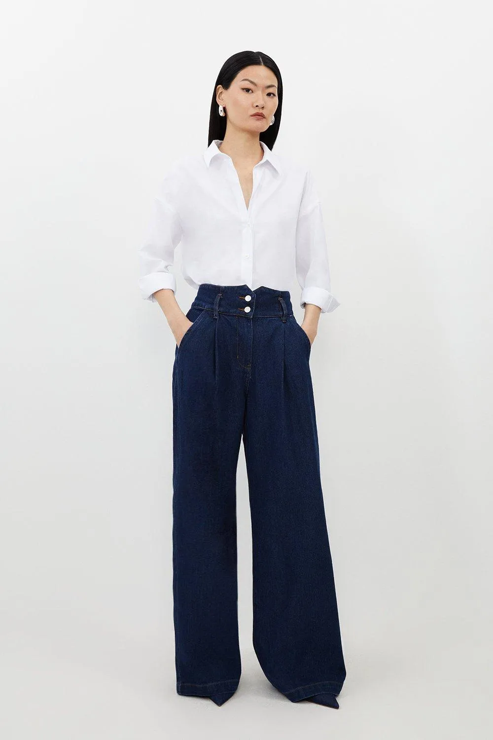 Denim Indigo Wide Leg Pants BKK13849