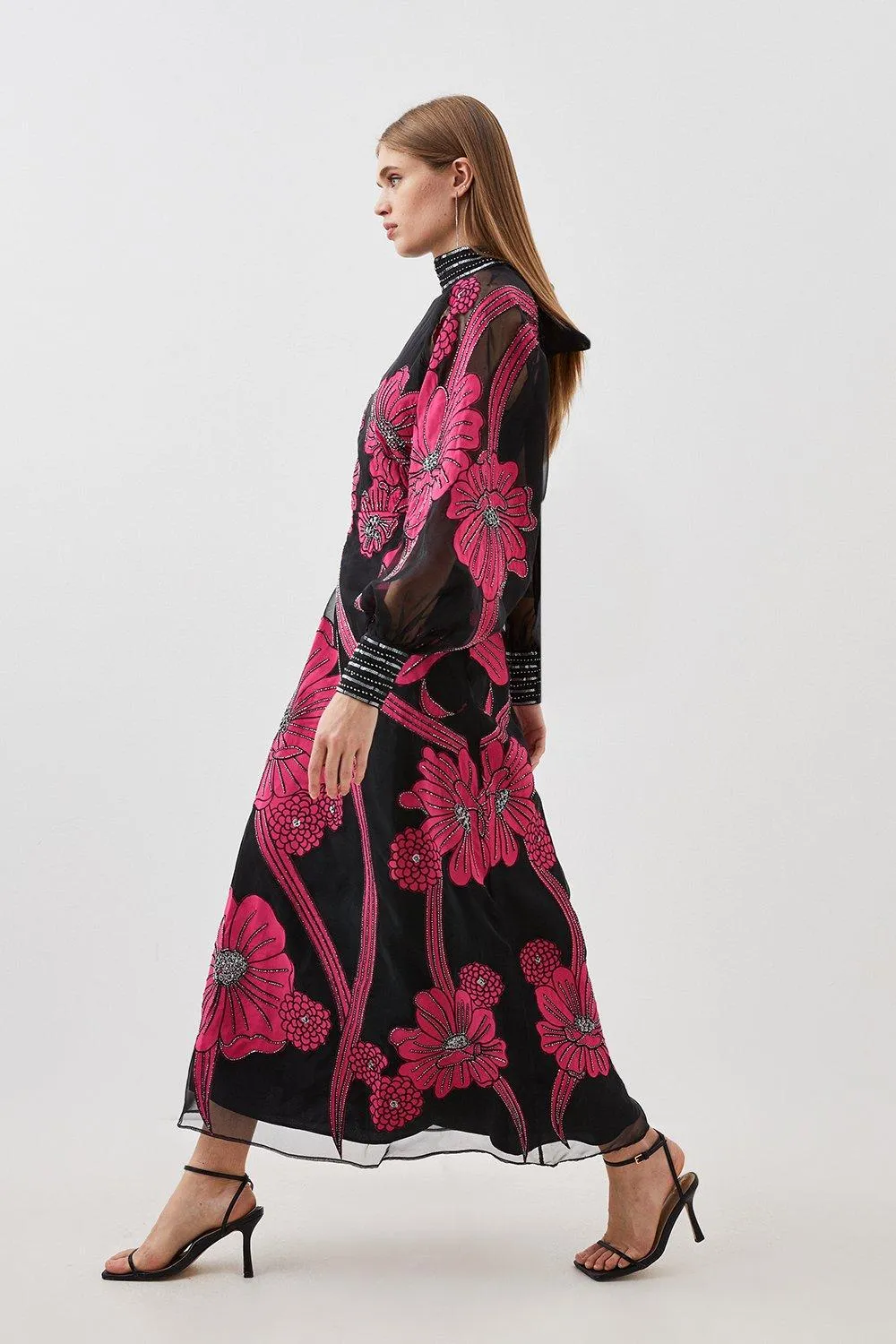 Applique Organdie Floral Graphic Woven Maxi Dress BKK14027 3 Applique Organdie Floral Graphic Woven Maxi Dress BKK14027