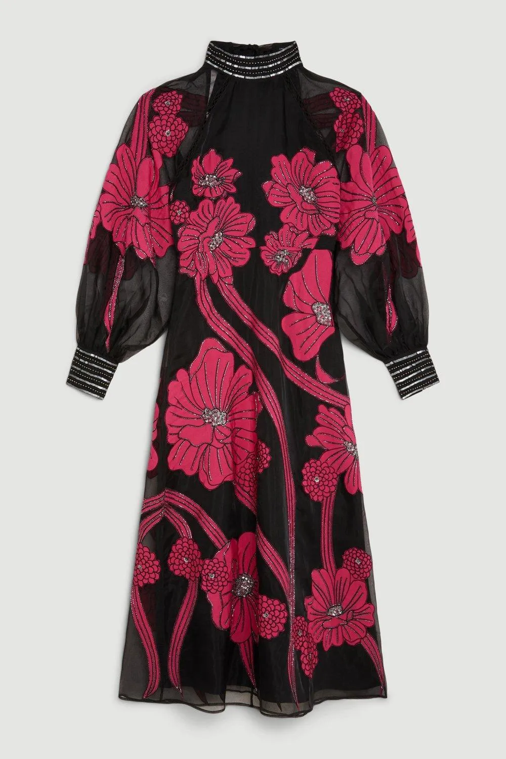 Applique Organdie Floral Graphic Woven Maxi Dress BKK14027 4 Applique Organdie Floral Graphic Woven Maxi Dress BKK14027