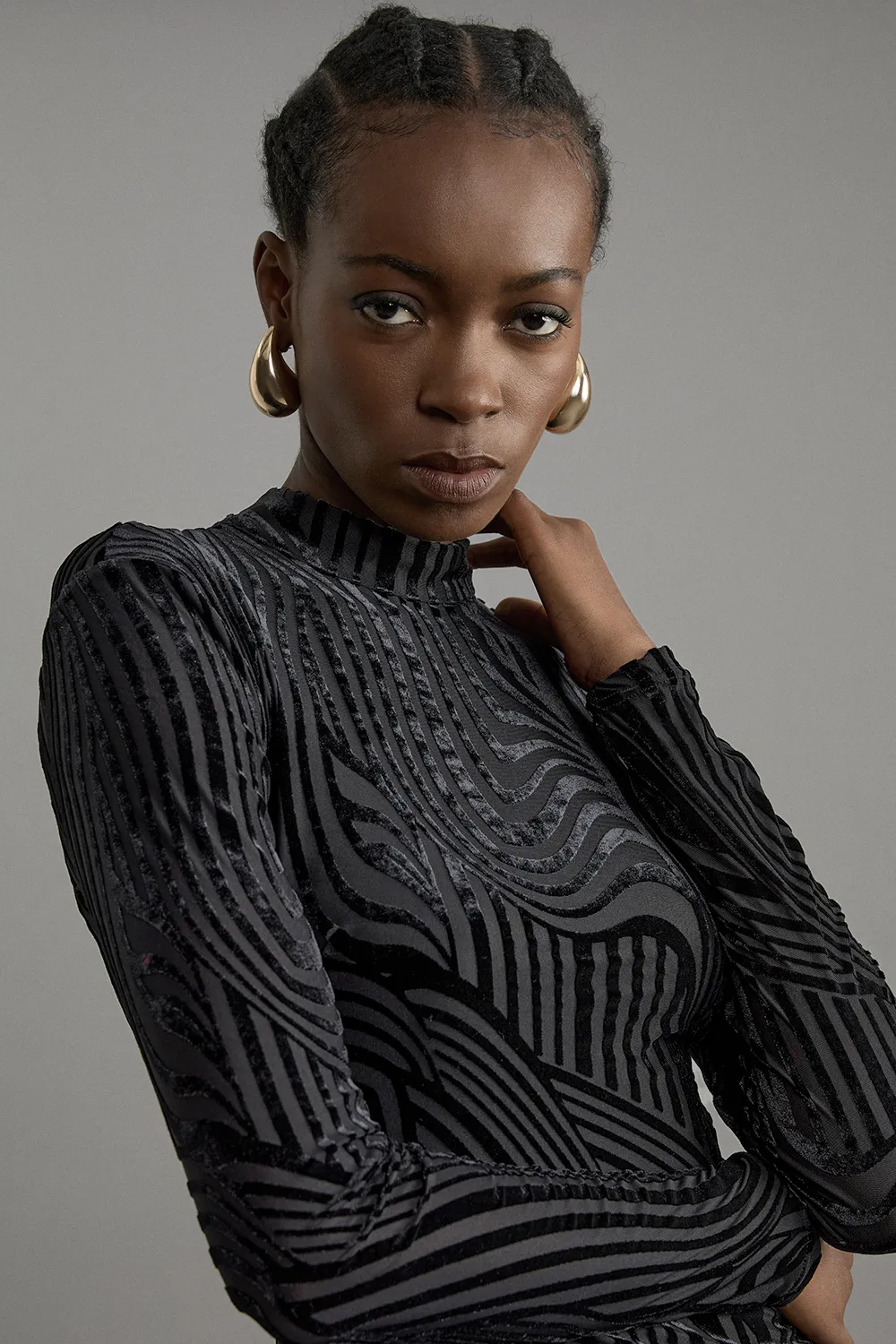 Petite Velvet Devore Jersey Cut Out Mini Dress BKK21769