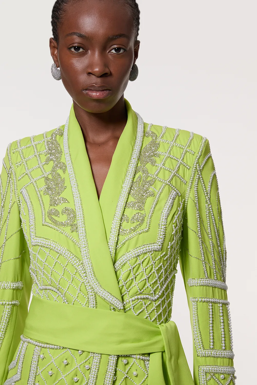 Crystal Embellished Woven Maxi Blazer Dress BKK14100 3 Crystal Embellished Woven Maxi Blazer Dress BKK14100