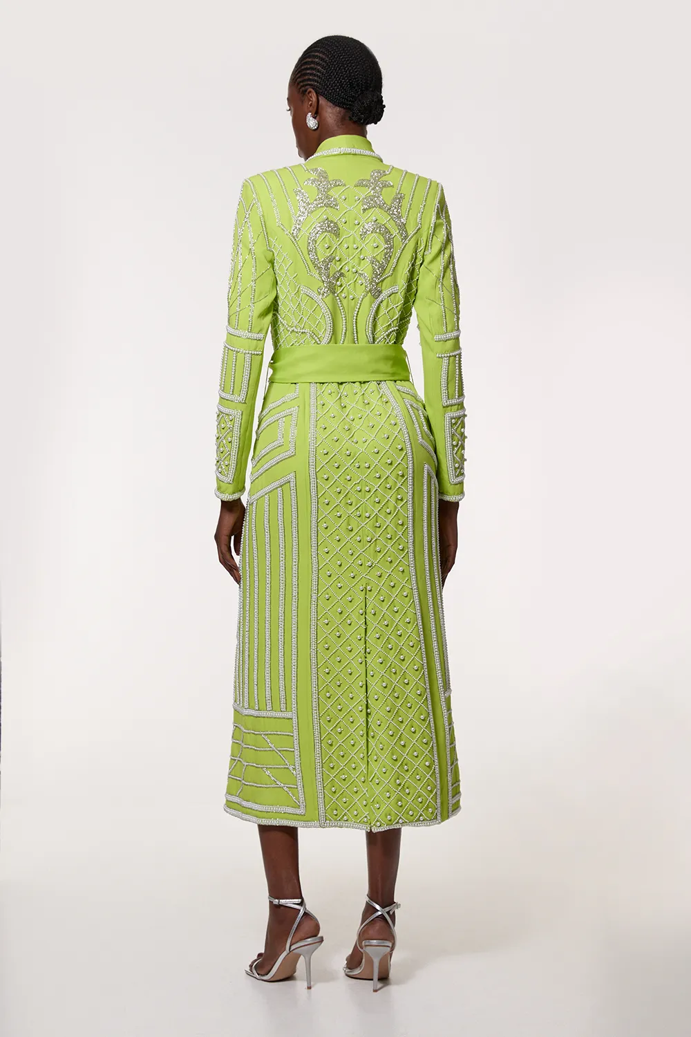 Crystal Embellished Woven Maxi Blazer Dress BKK14100 5 Crystal Embellished Woven Maxi Blazer Dress BKK14100