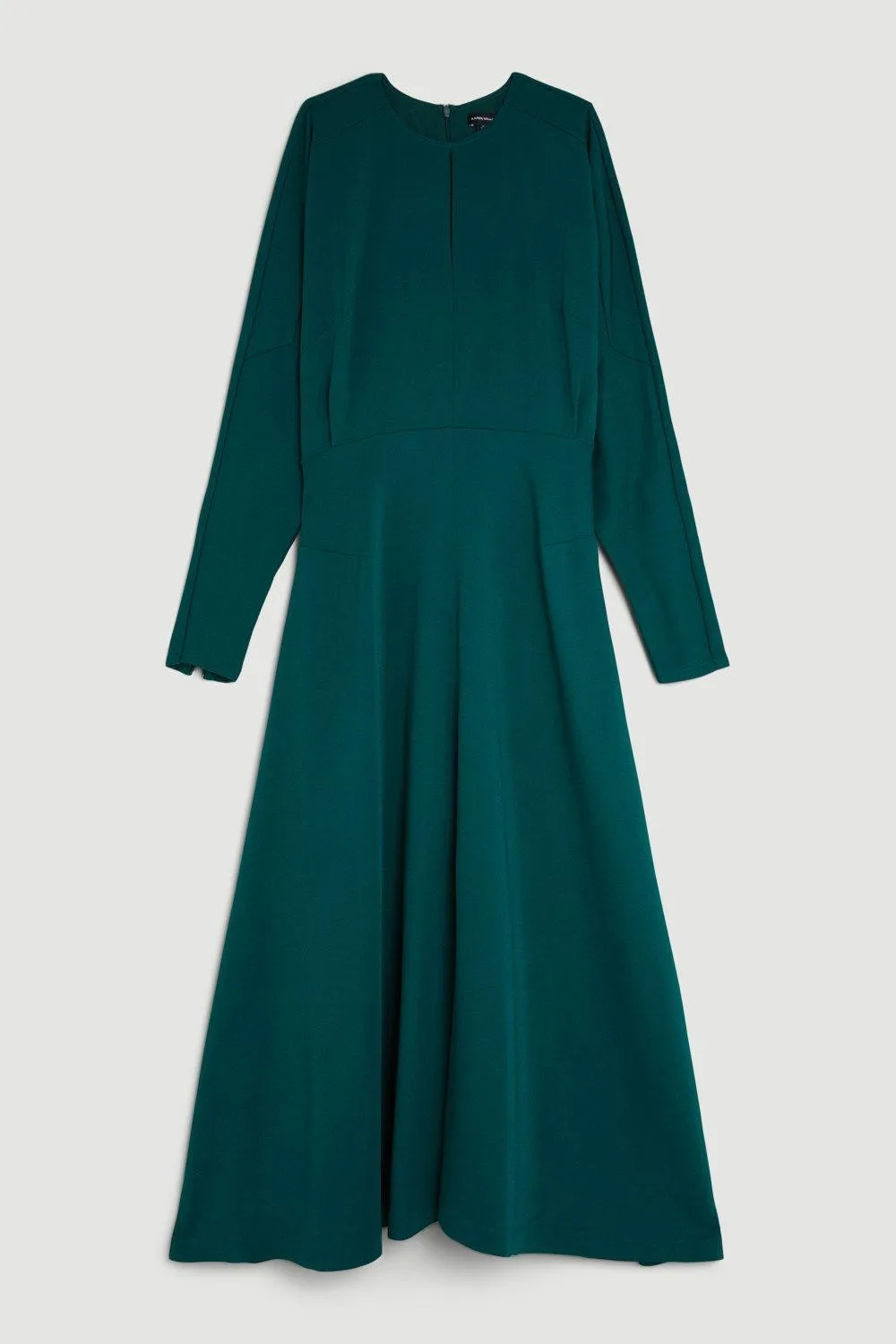Premium Woven Viscose Crepe Long Sleeve Midi Dress BKK14427