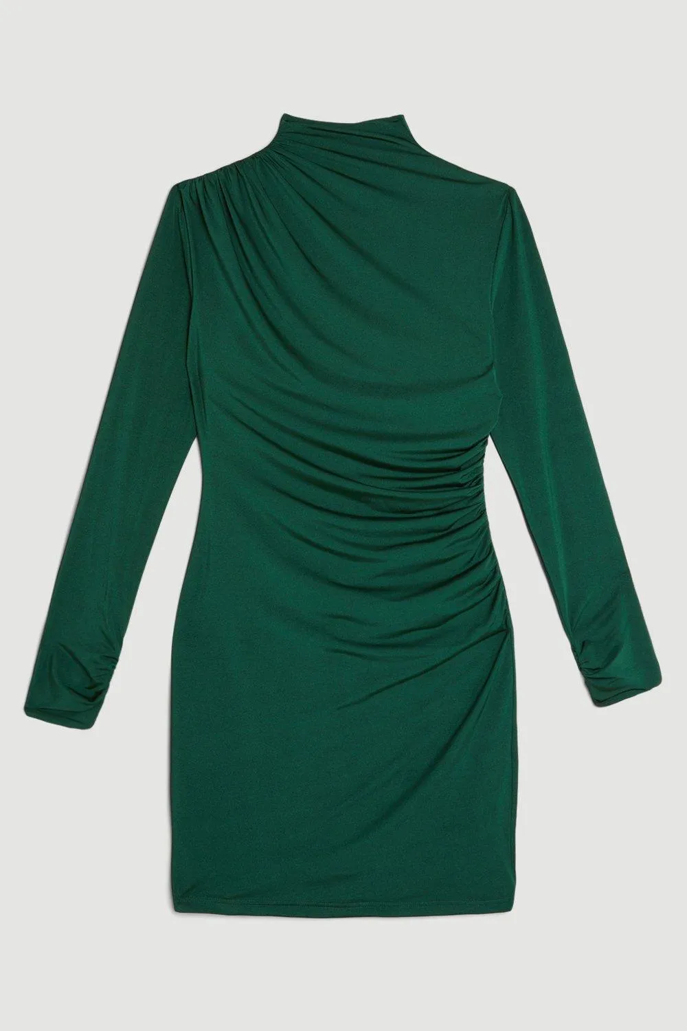 Jersey Crepe Ruched Long Sleeve Mini Dress BKK14440