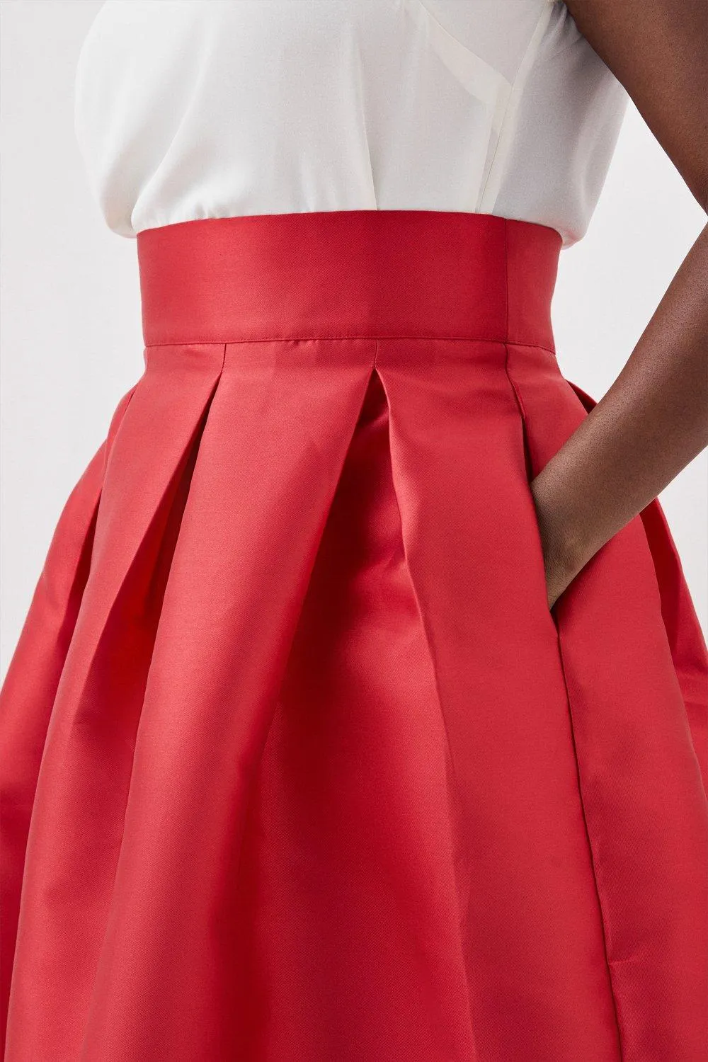 Plus Size Twill Prom Maxi Skirt BKK14694