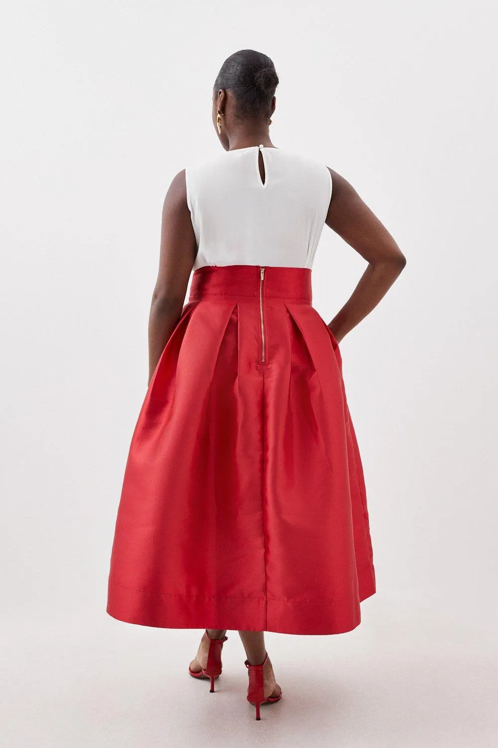 Plus Size Twill Prom Maxi Skirt BKK14694