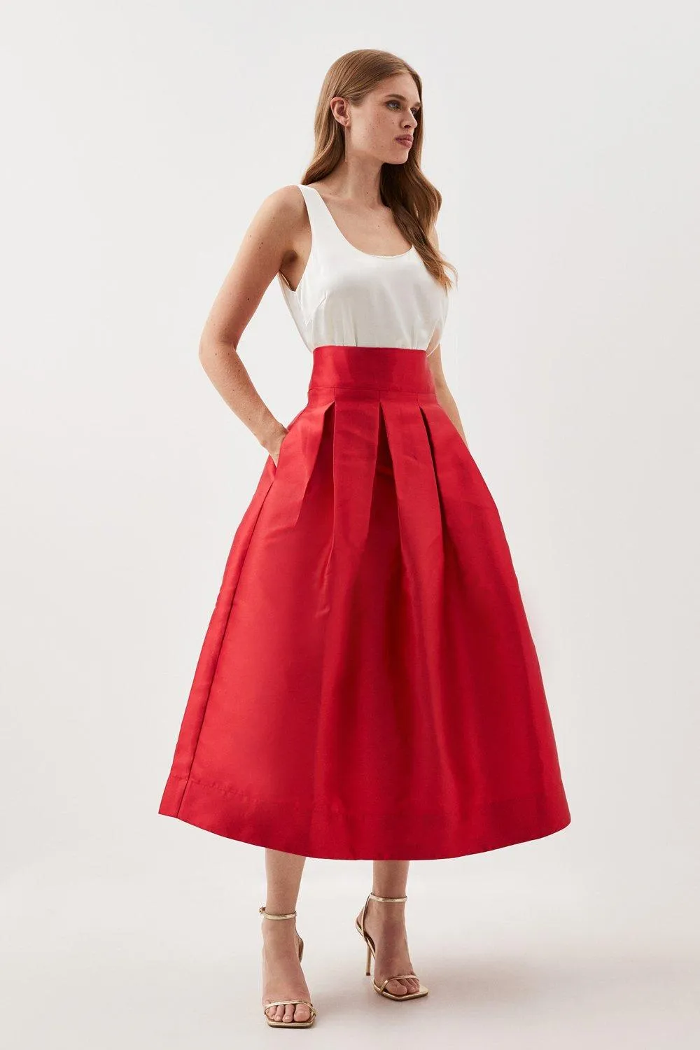 Petite Twill Prom Maxi Skirt BKK14695