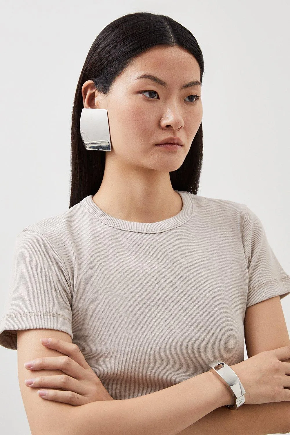 Compact Jersey Short Sleeve Ribbed Top BKK14725