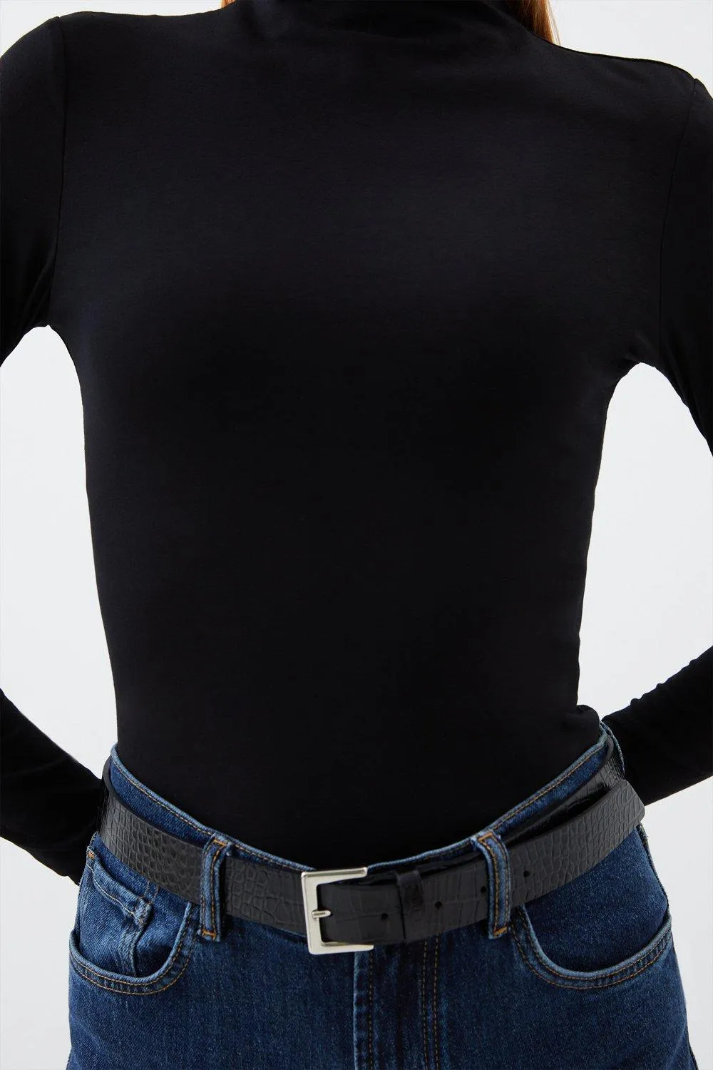 Stretch Cotton Funnel Neck Top BKK15034 3 Stretch Cotton Funnel Neck Top BKK15034