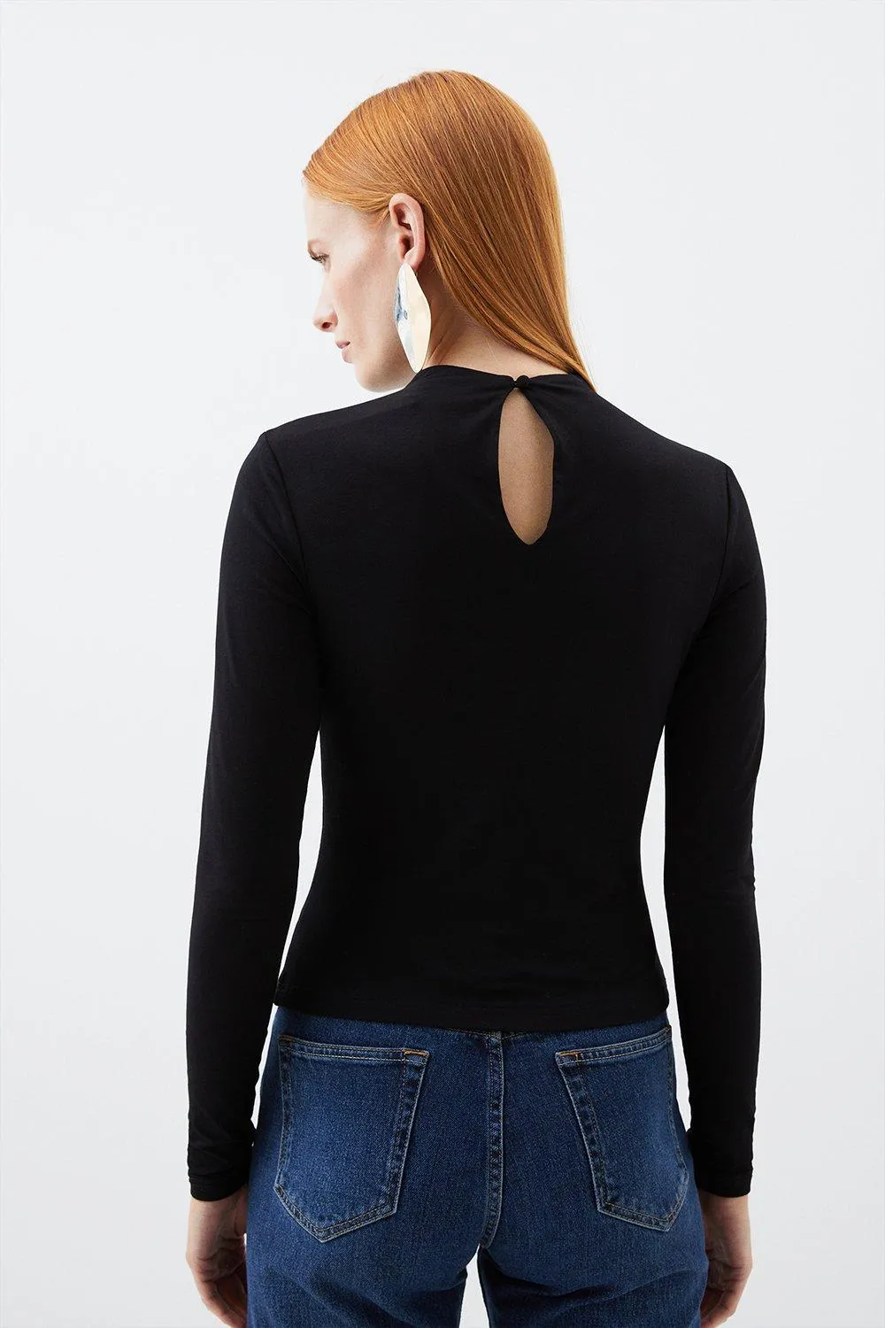 Stretch Cotton Funnel Neck Top BKK15034 5 Stretch Cotton Funnel Neck Top BKK15034