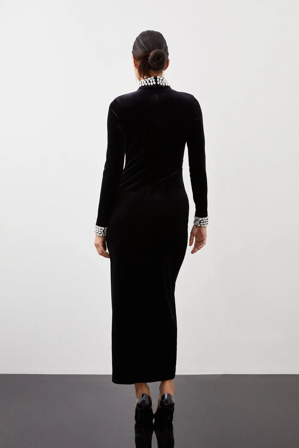 Stretch Velvet Crystal Embellished Long Sleeve Maxi Dress BKK15062 6 Stretch Velvet Crystal Embellished Long Sleeve Maxi Dress BKK15062