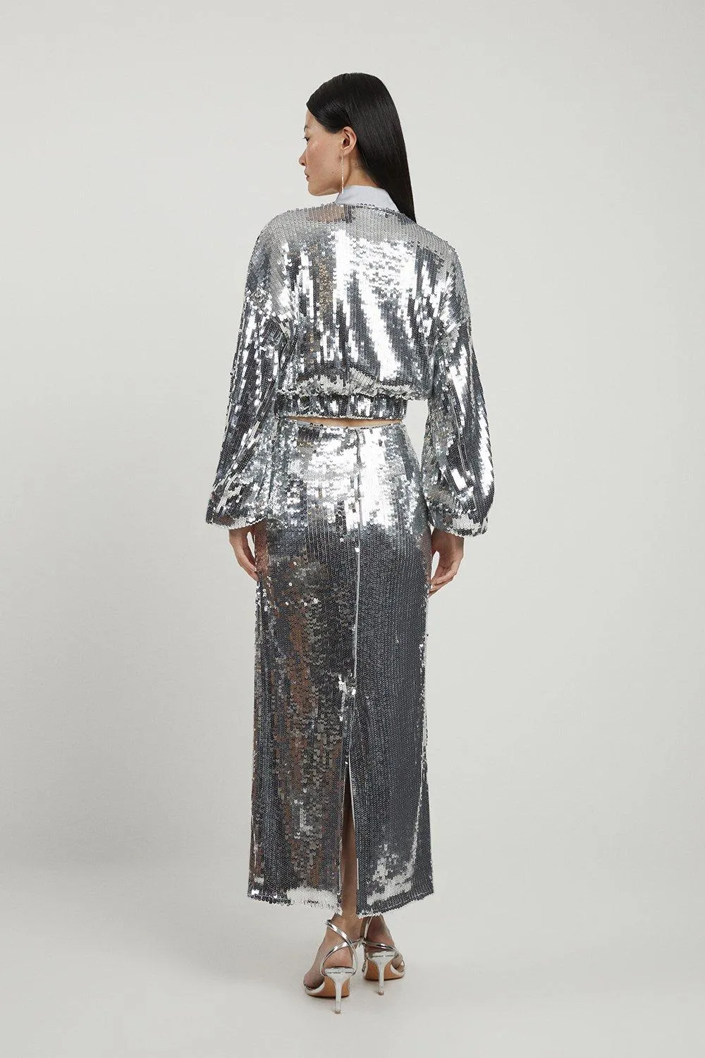 Sequin Front Split Woven Midi Skirt BKK15091 5 Sequin Front Split Woven Midi Skirt BKK15091