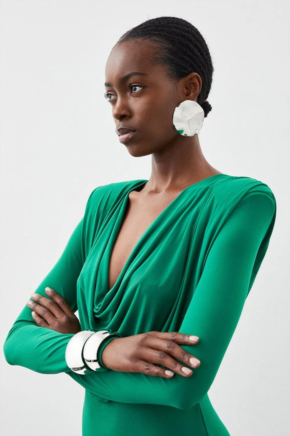 Jersey Crepe Midi Cowl Neck Dress BKK15102