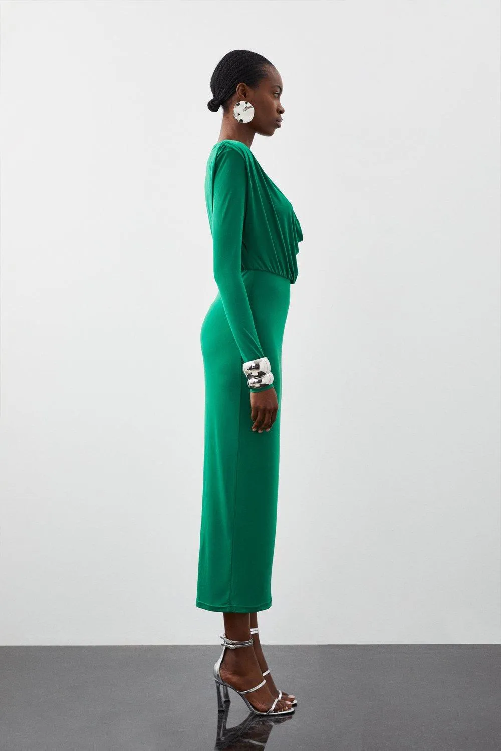 Jersey Crepe Midi Cowl Neck Dress BKK15102 3 Jersey Crepe Midi Cowl Neck Dress BKK15102