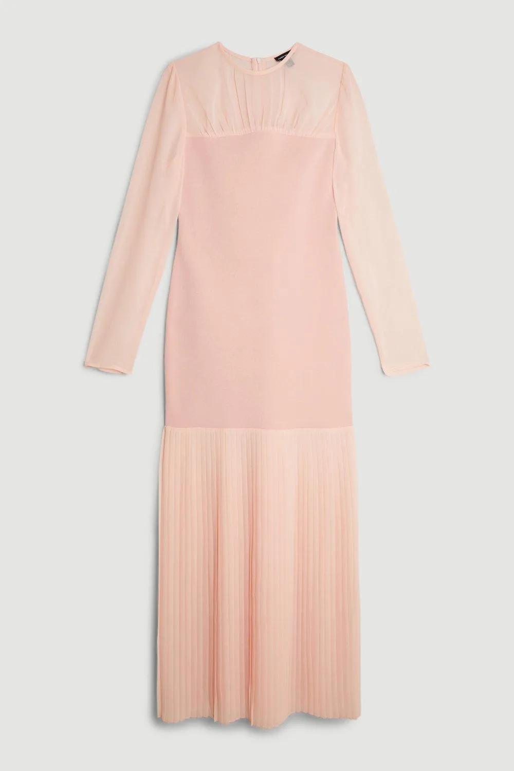 Woven Knit Mix Pleated Midi Dress BKK15295 4 Woven Knit Mix Pleated Midi Dress BKK15295