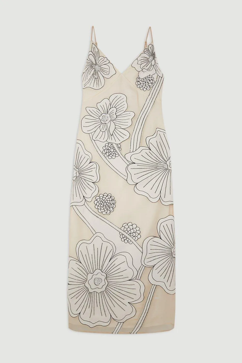 Applique Organdie Satin Woven Midi Dress BKK15422 4 Applique Organdie Satin Woven Midi Dress BKK15422