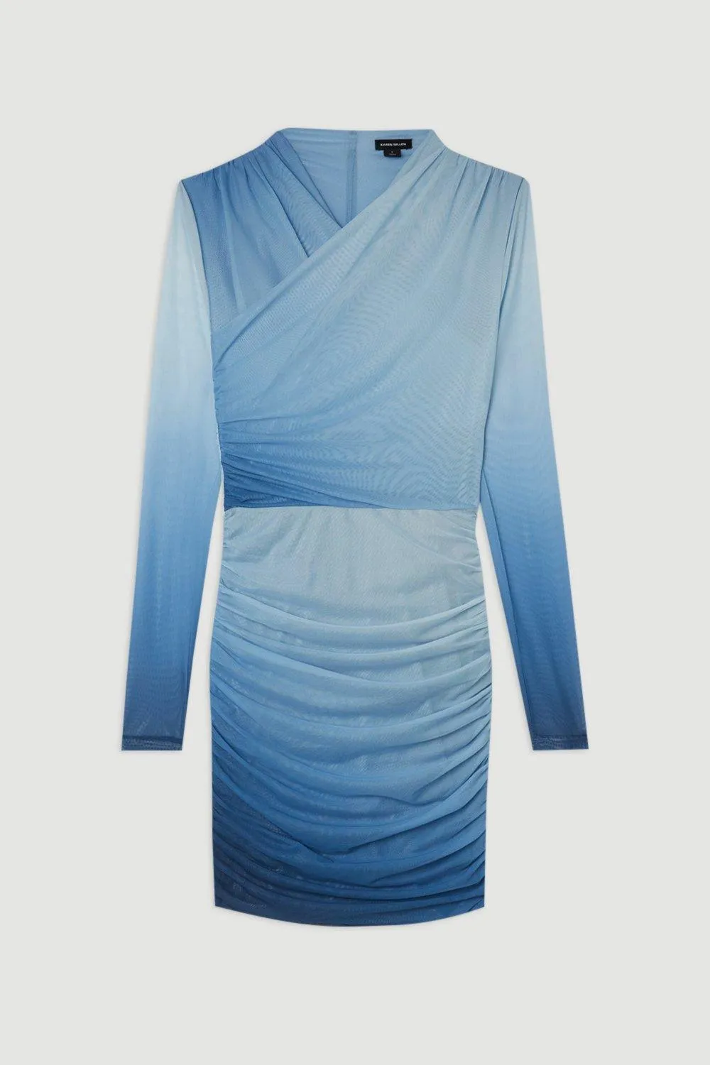 Ombre Printed Mesh Ruched Mini Dress BKK15454 4 Ombre Printed Mesh Ruched Mini Dress BKK15454