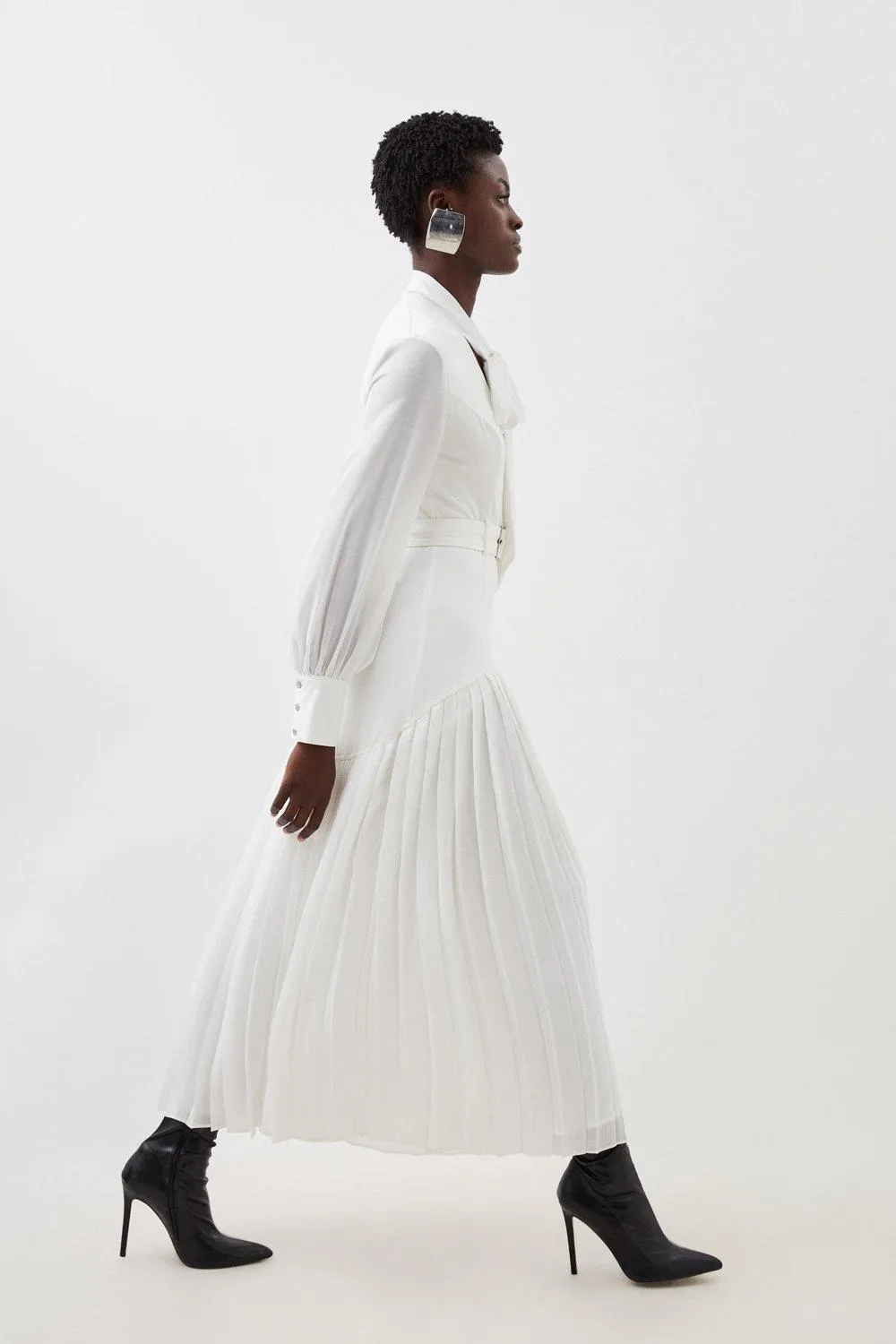 Jersey Ponte Georgette Mix Midi Dress BKK15495 3 Jersey Ponte Georgette Mix Midi Dress BKK15495