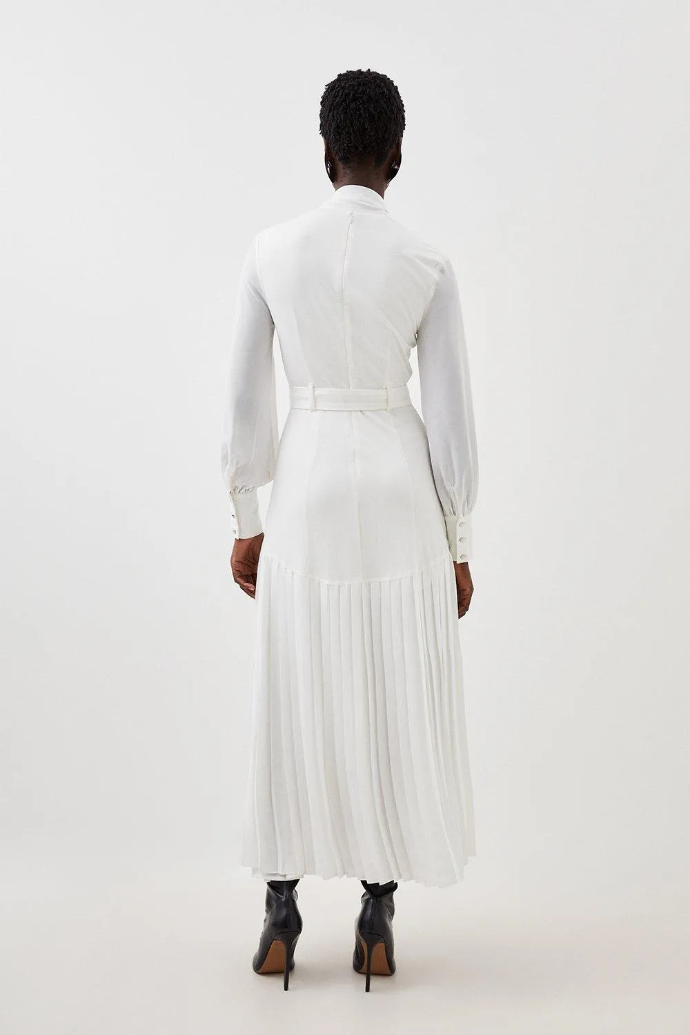 Jersey Ponte Georgette Mix Midi Dress BKK15495 5 Jersey Ponte Georgette Mix Midi Dress BKK15495