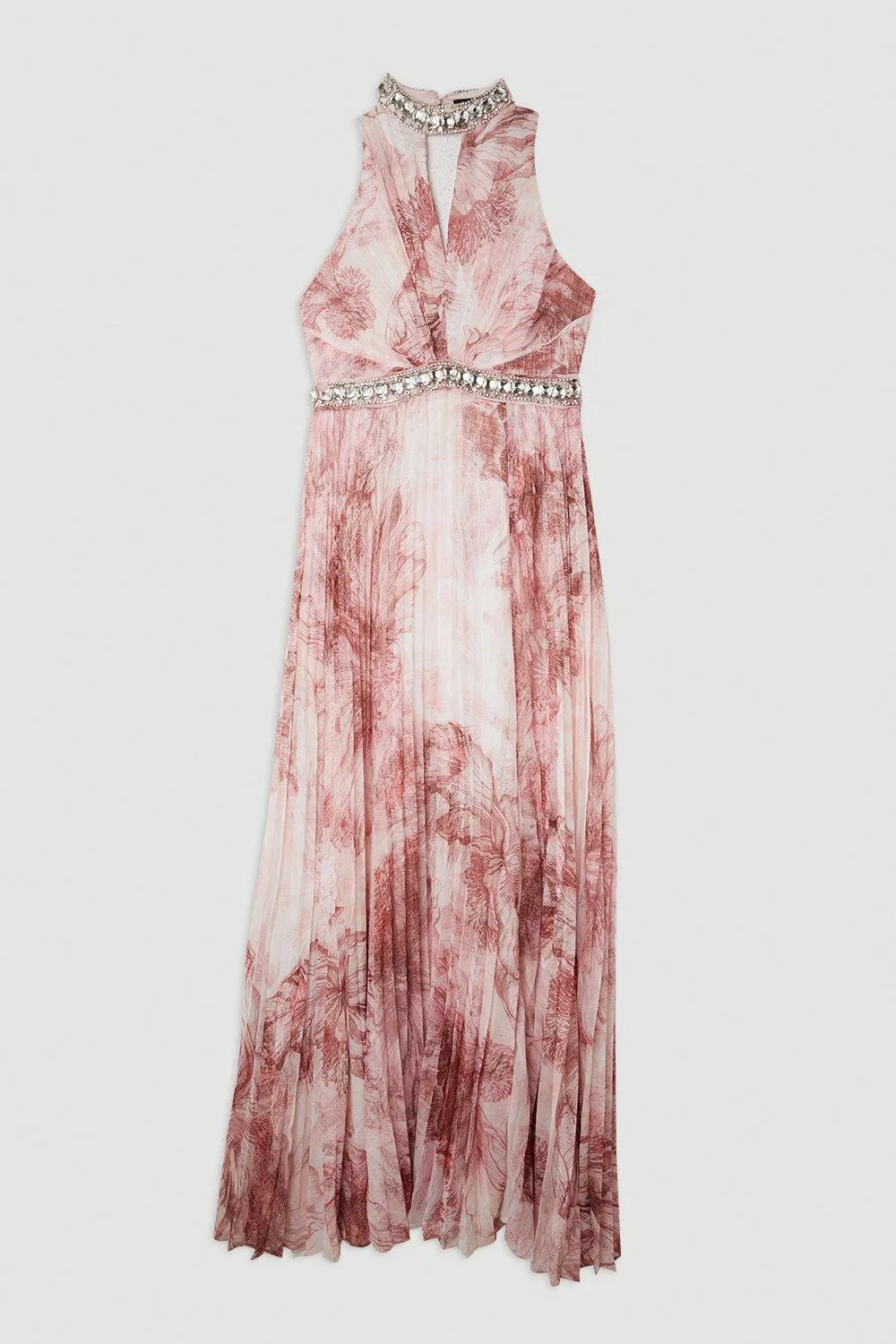 Abstract Floral Crystal Embellished Woven Split Maxi Dress BKK15876 4 Abstract Floral Crystal Embellished Woven Split Maxi Dress BKK15876