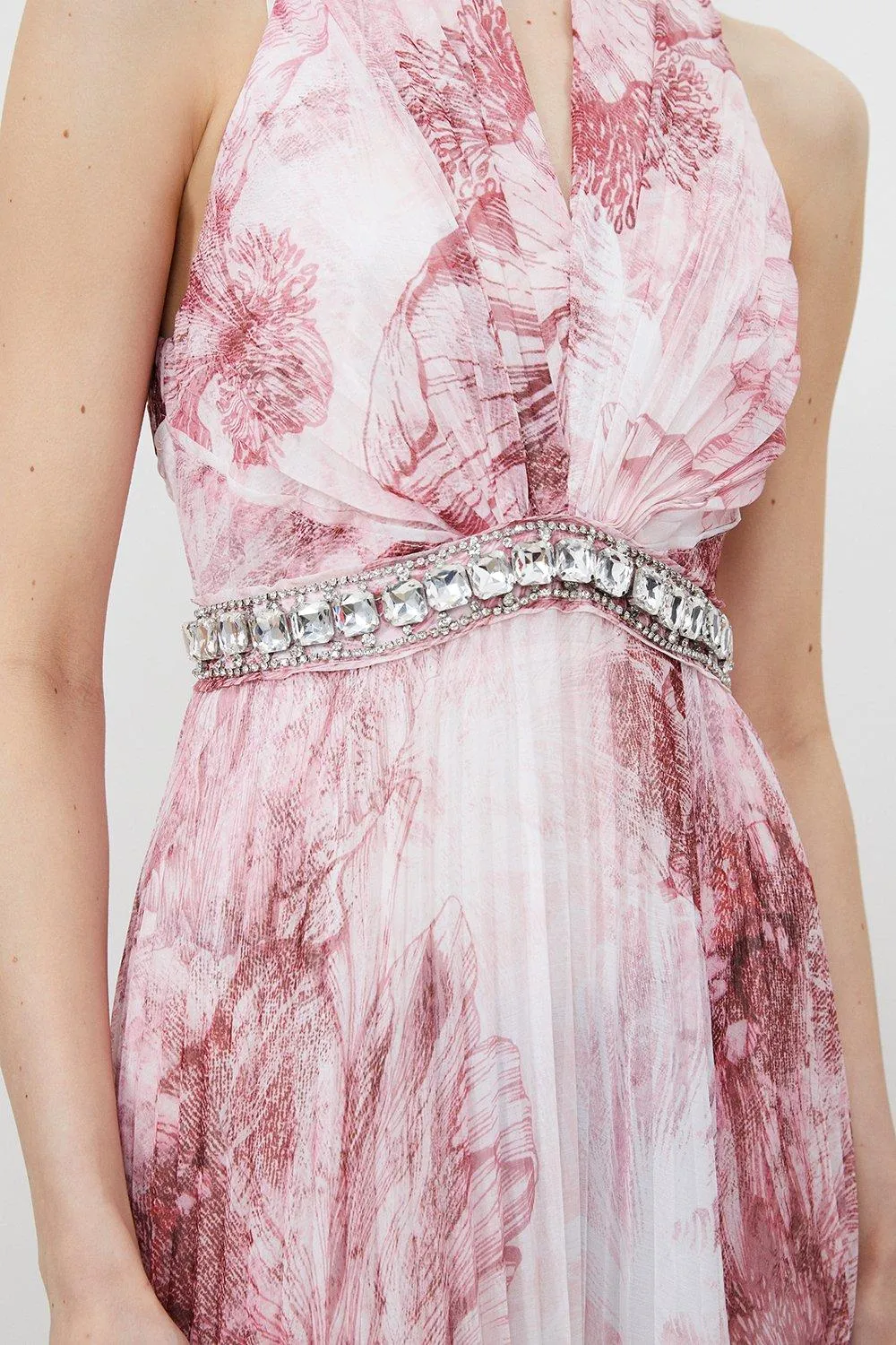 Abstract Floral Crystal Embellished Woven Split Maxi Dress BKK15876 5 Abstract Floral Crystal Embellished Woven Split Maxi Dress BKK15876