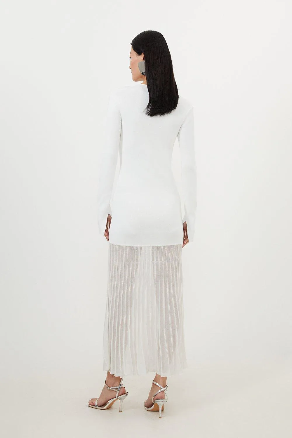 Viscose Blend Knit Sheer Skirt Maxi Dress BKK16219