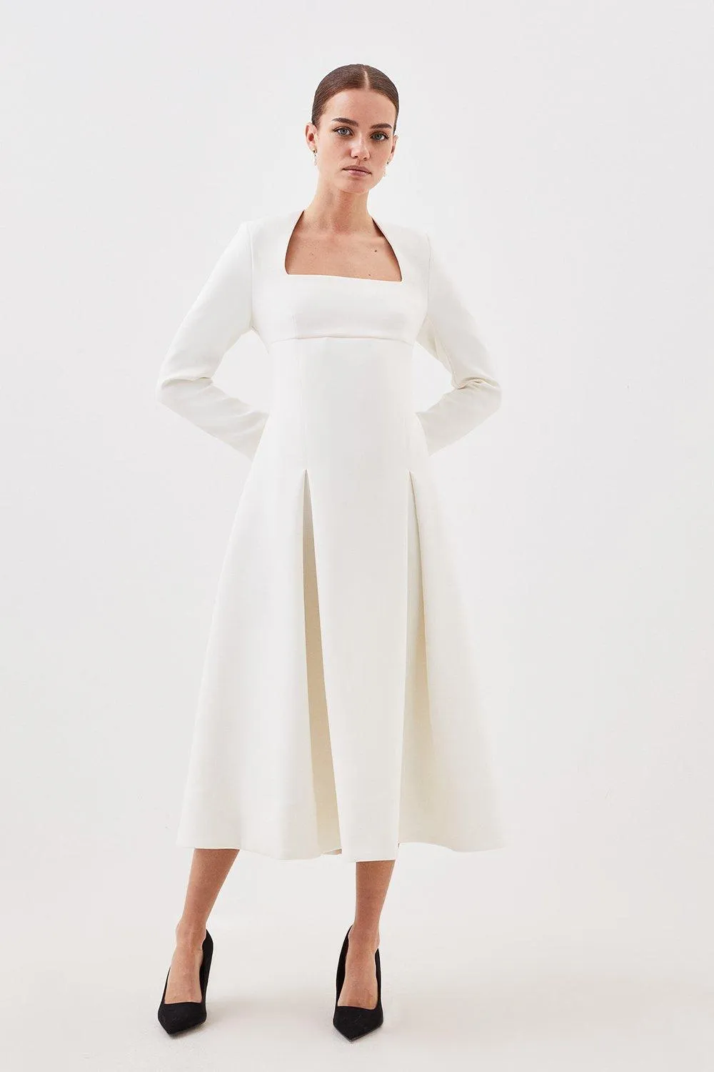 Lydia Millen Petite Compact Stretch Sweetheart Neckline Dress BKK16413