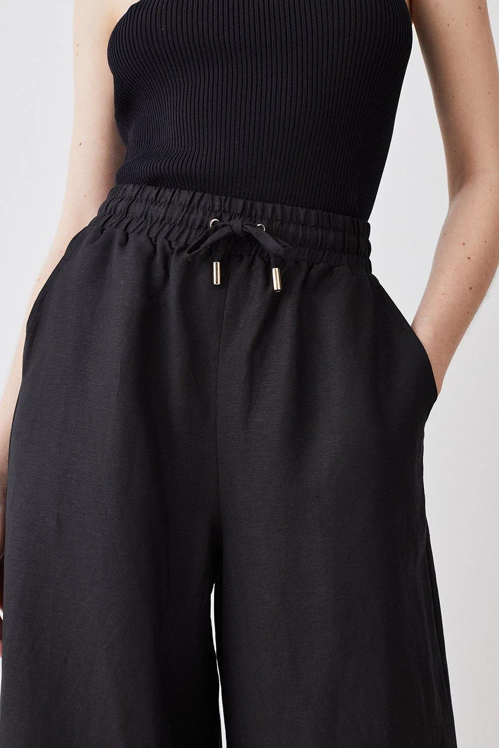 Linen Wide Leg Woven Pants BKK16793