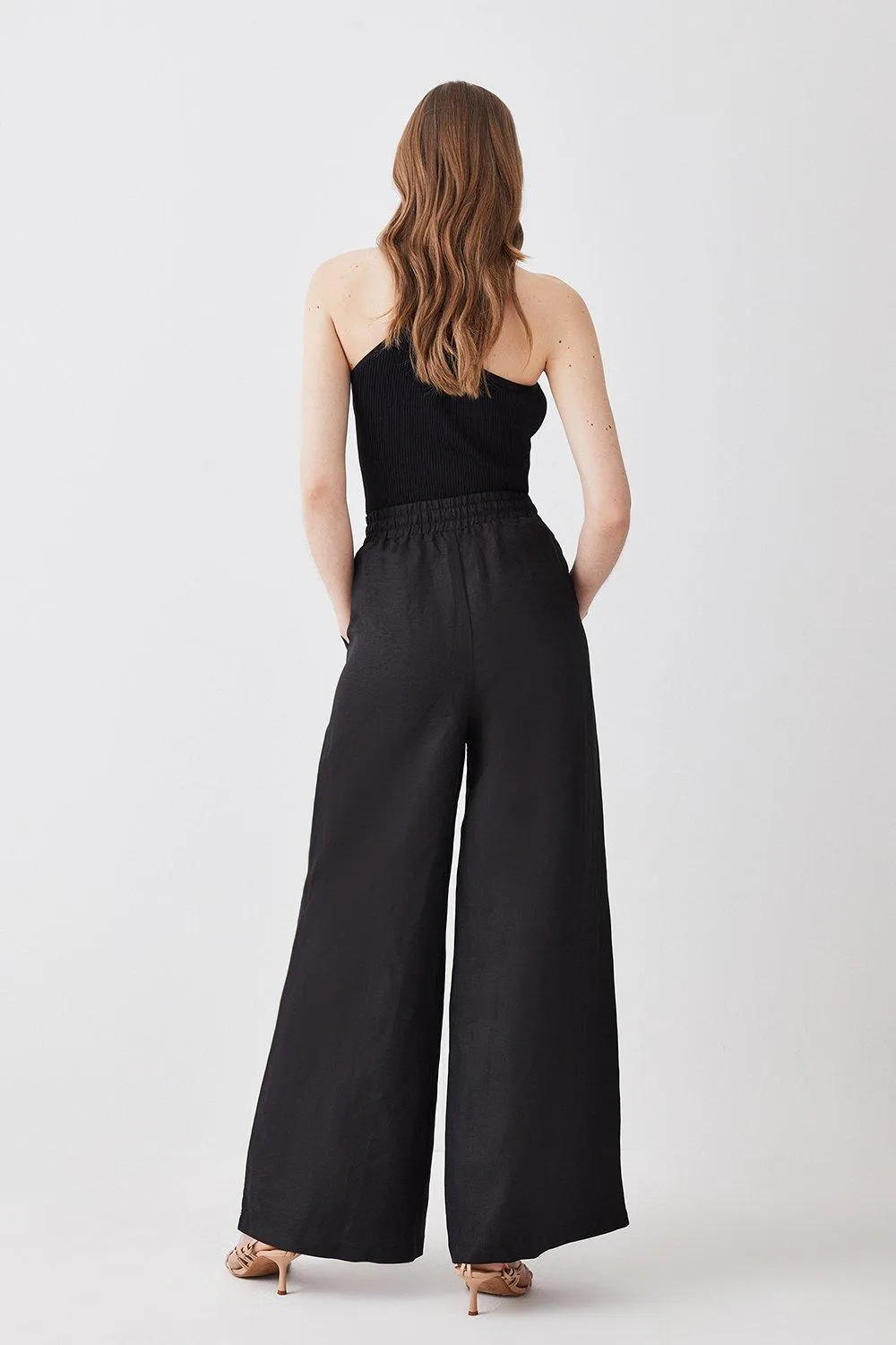Linen Wide Leg Woven Pants BKK16793