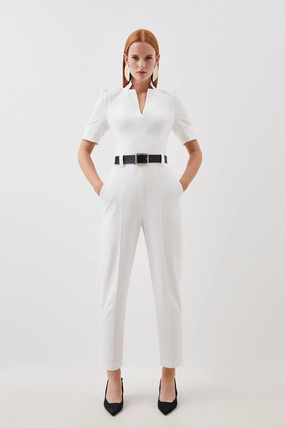 Structured Crepe Forever Belted Jumpsuit BKK16959