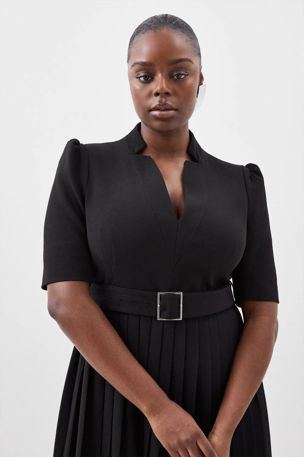 Plus Size Structured Crepe Forever Pleat Dress BKK16962