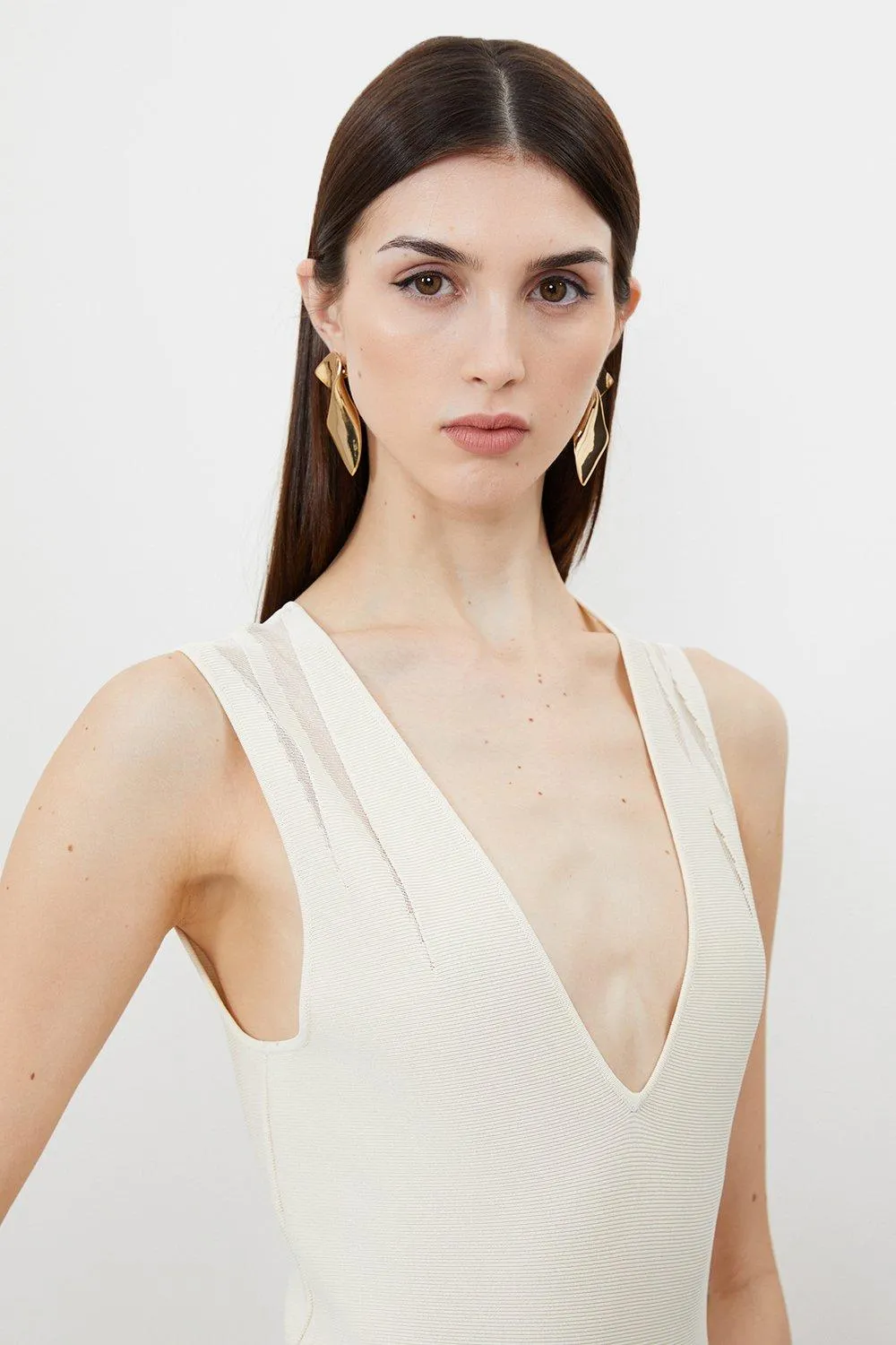 Viscose Blend Sheer Skirt Maxi Knit Dress BKK16994