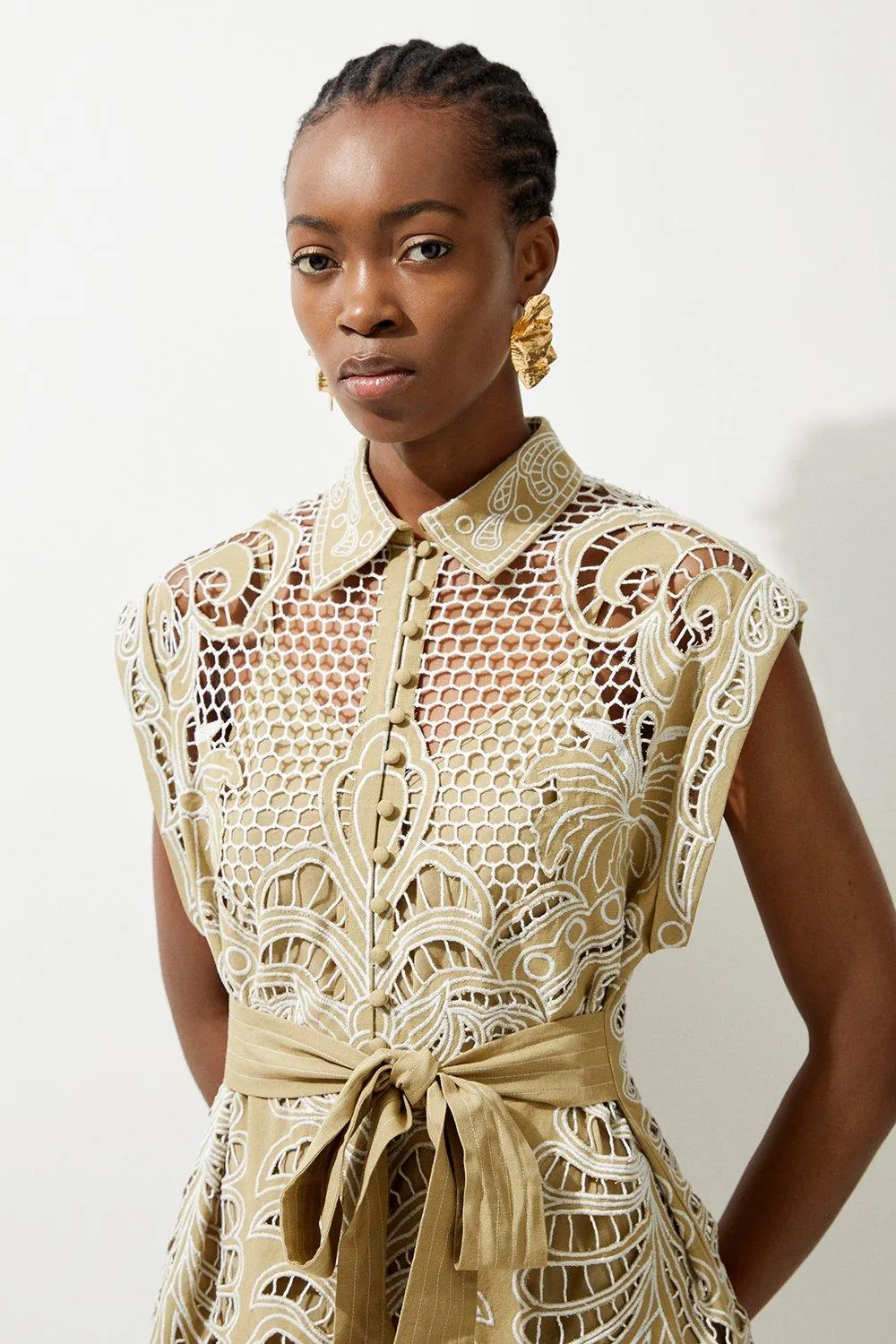 Cotton Cutwork Embroidery Woven Tunic BKK17260