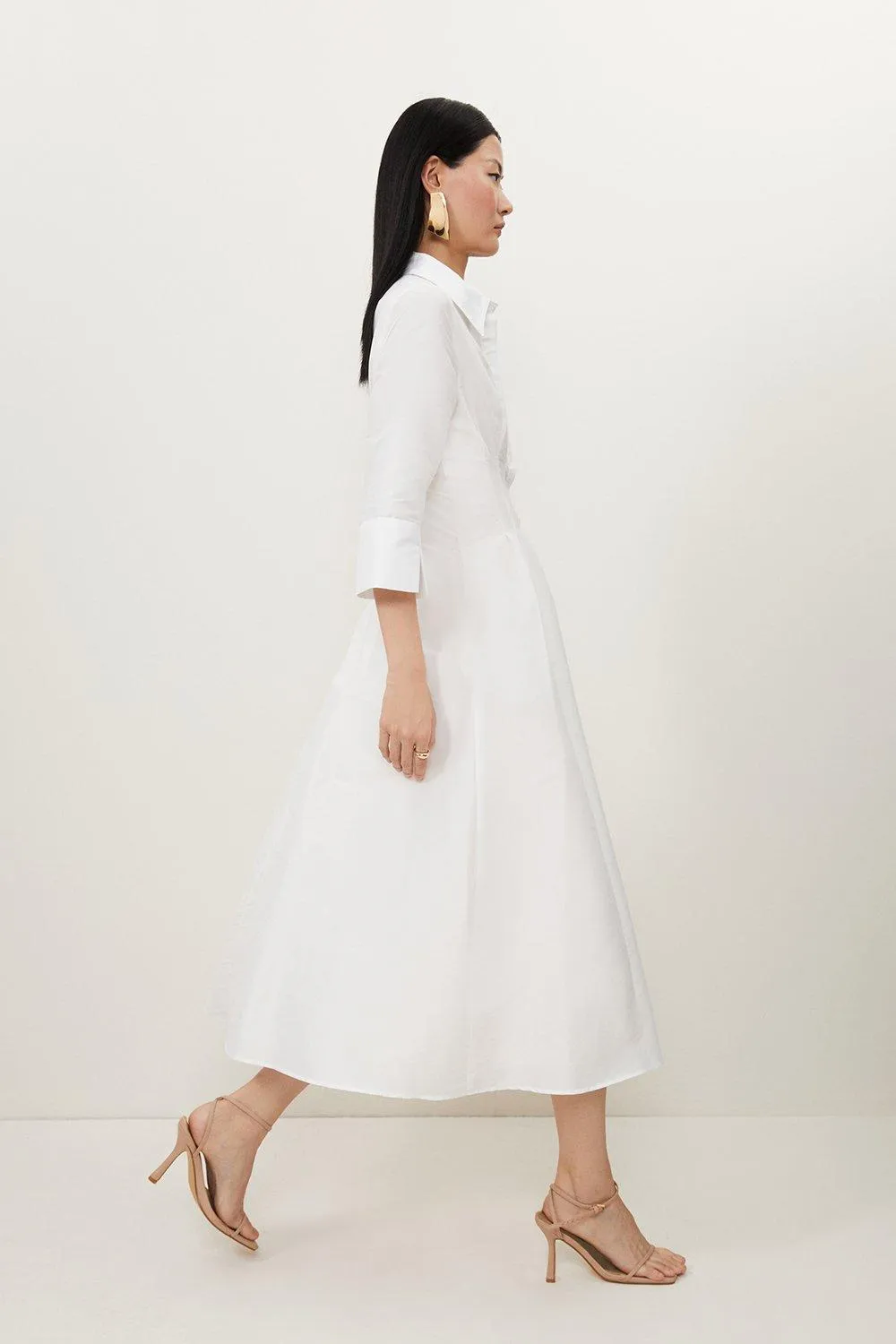 Lydia Millen Petite Tailored Taffeta Darted Waist Midi Dress BKK17512